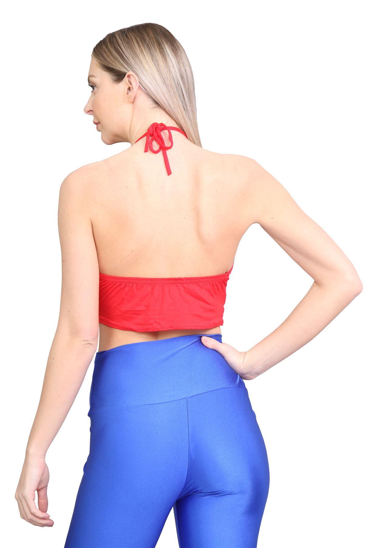 Halter Neck Crop Top Womens Vest Top Plain Tie Knot Top Basic Sleeveless T-Shirt - Picture 130 of 170