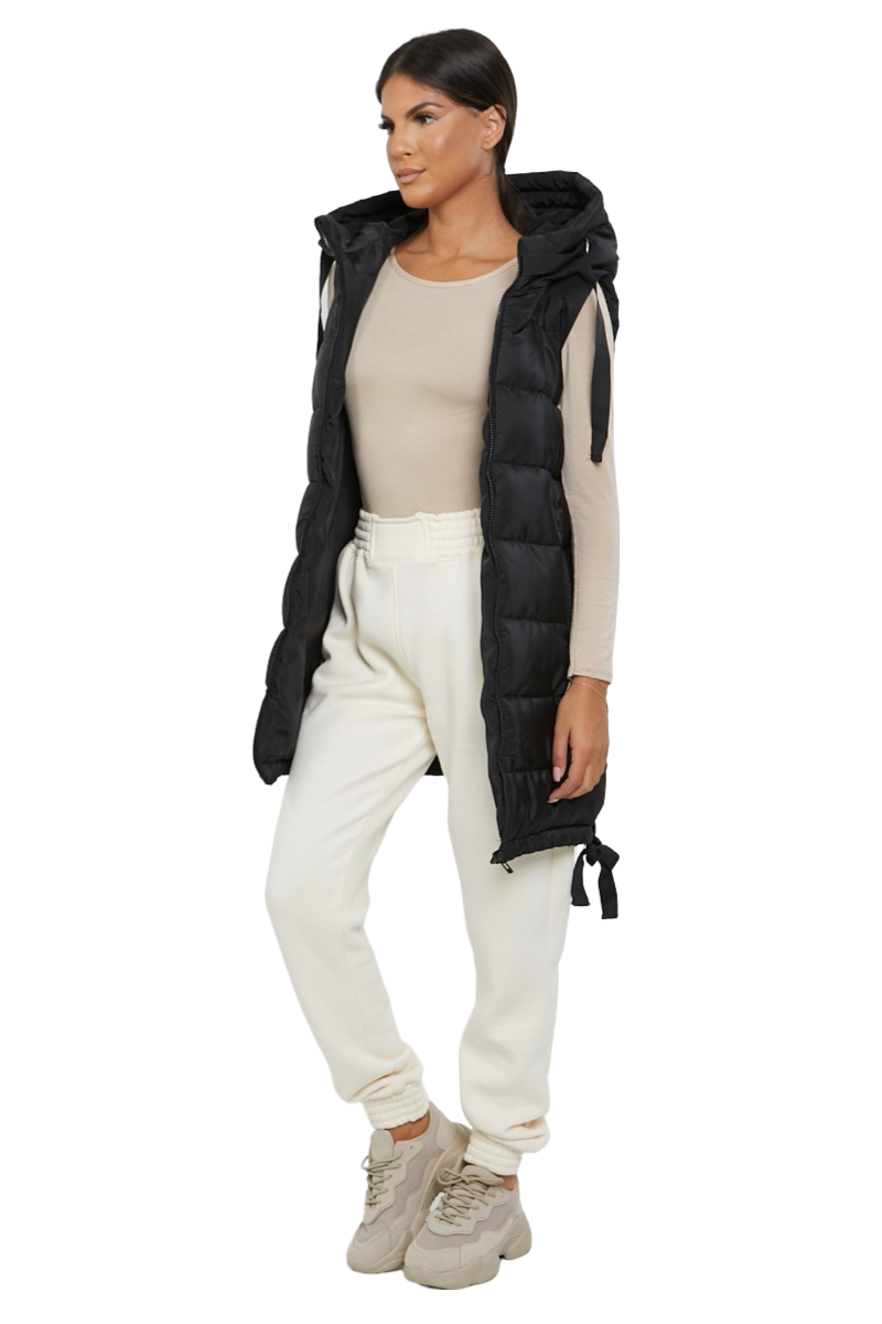 Damas Chaqueta larga acolchada con capucha chaleco acolchada calentador de cuerpo con cremallera - Imagen 10 de 42