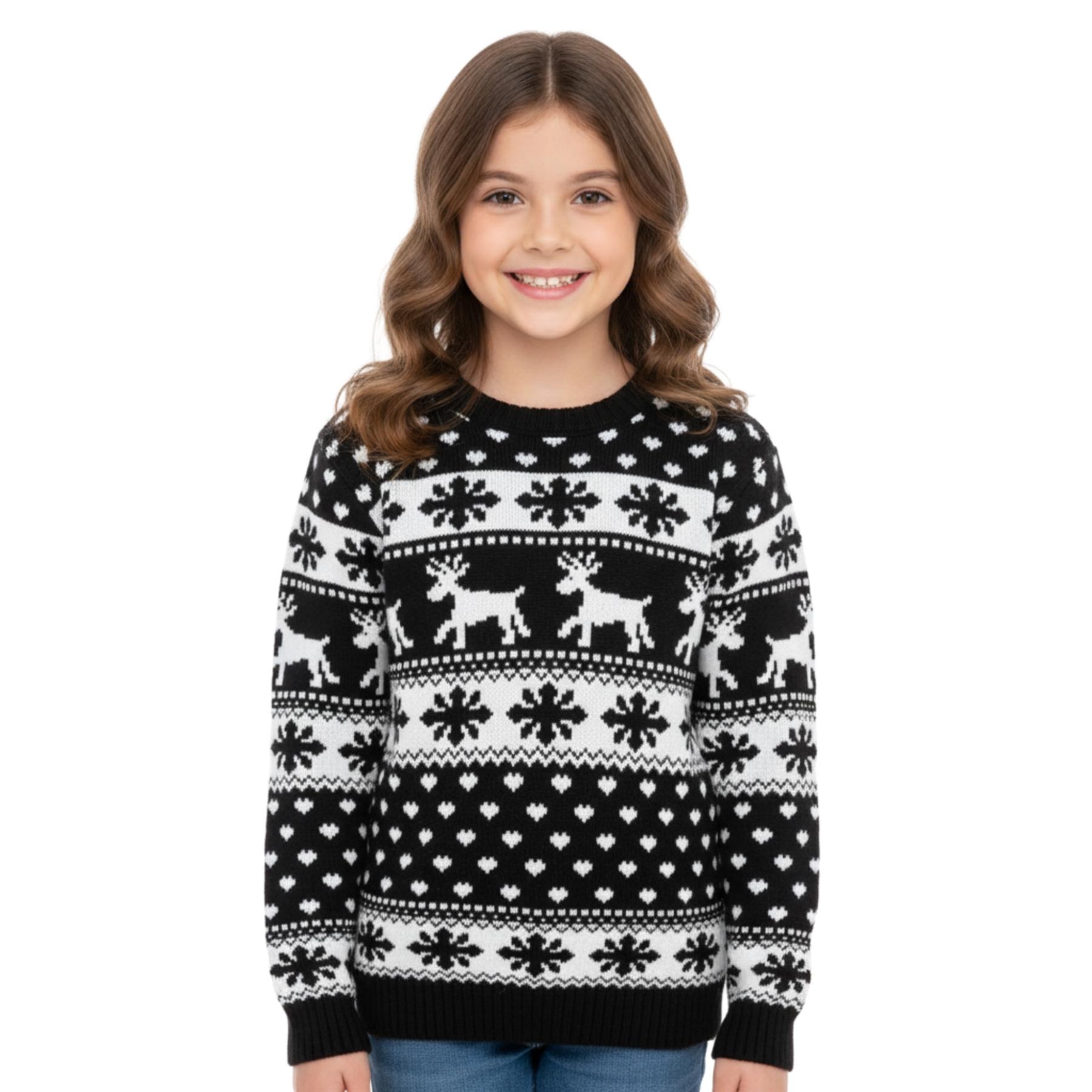 Kids Christmas Jumper Girls Boy Reindeer Sweater Children Novelty Xmas Sweater - Picture 44 of 97