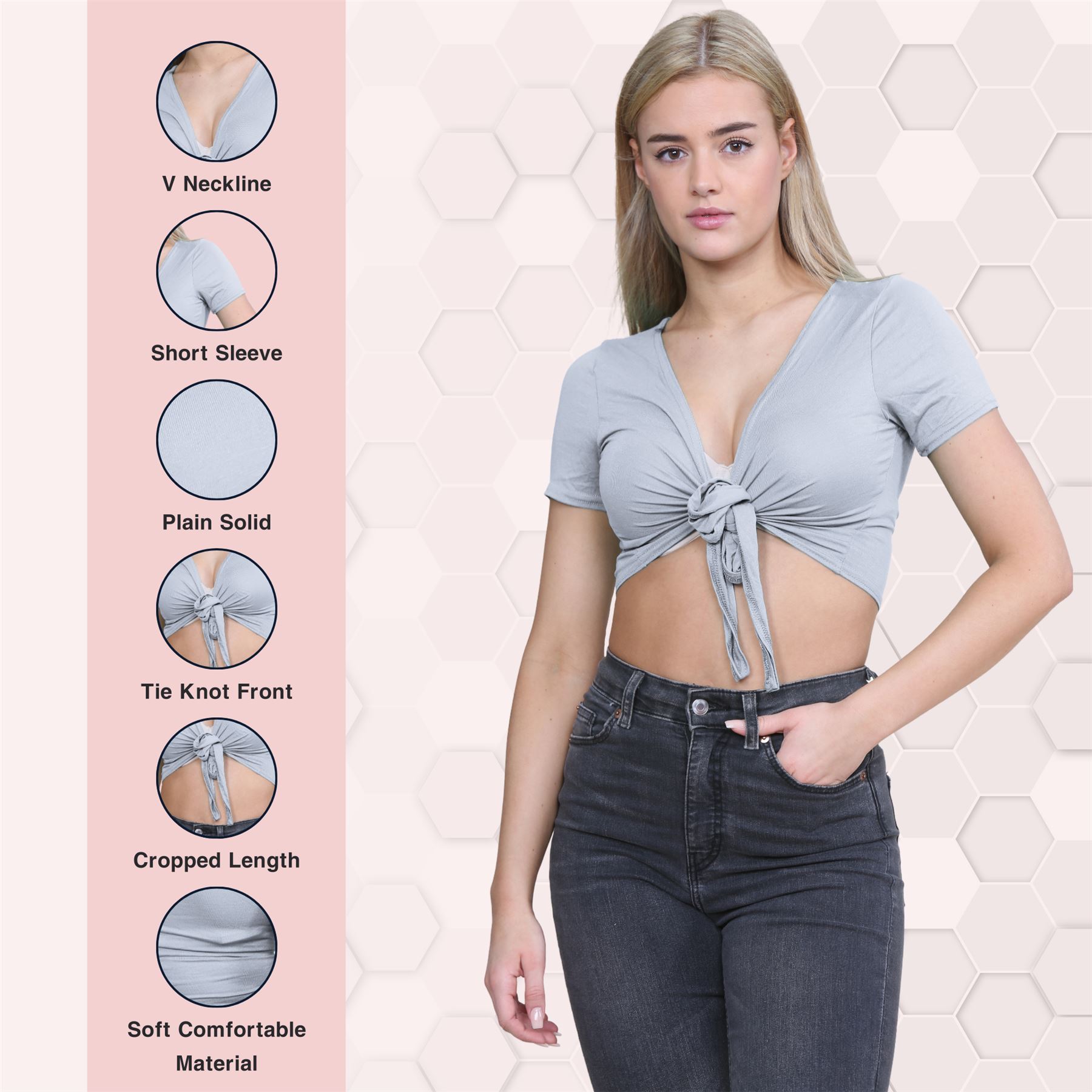Damen-Cardigan Kurzarm vorne zum Binden einfach Bolero Achselzucken lässig bauchfrei Oberteil - Bild 47 von 133