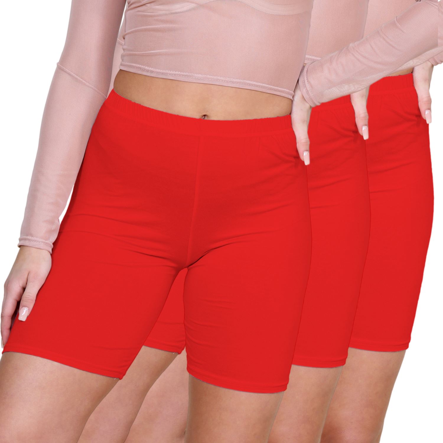 Pantalones Cortos de Ciclismo Lisos Para Mujer Baile Gimnasio Pantalones Cortos Elásticos Activos Paquete de 3 - Imagen 181 de 268