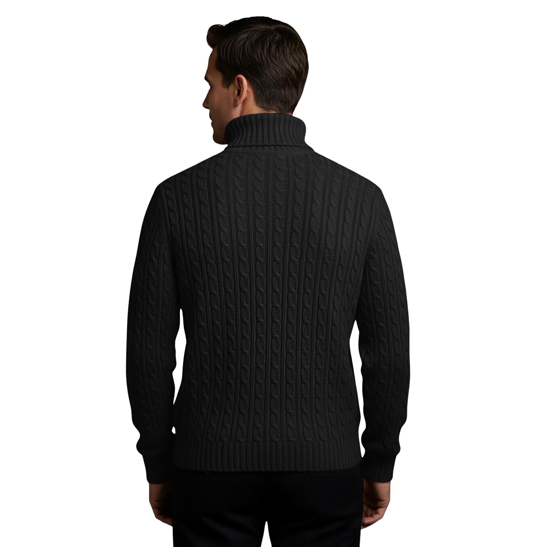 Herren Polo Rollkragen Langarm Pullover Zopfmuster Winterpullover Pulli - Bild 4 von 154