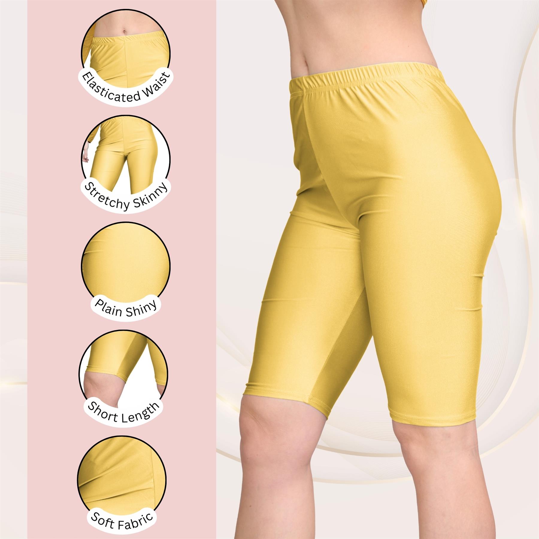 Damas Pantalones Cortos de Ciclismo Lisos Estirados Lycra Brillante Gimnasio Yoga Baile Pantalones Cortos - Imagen 21 de 100