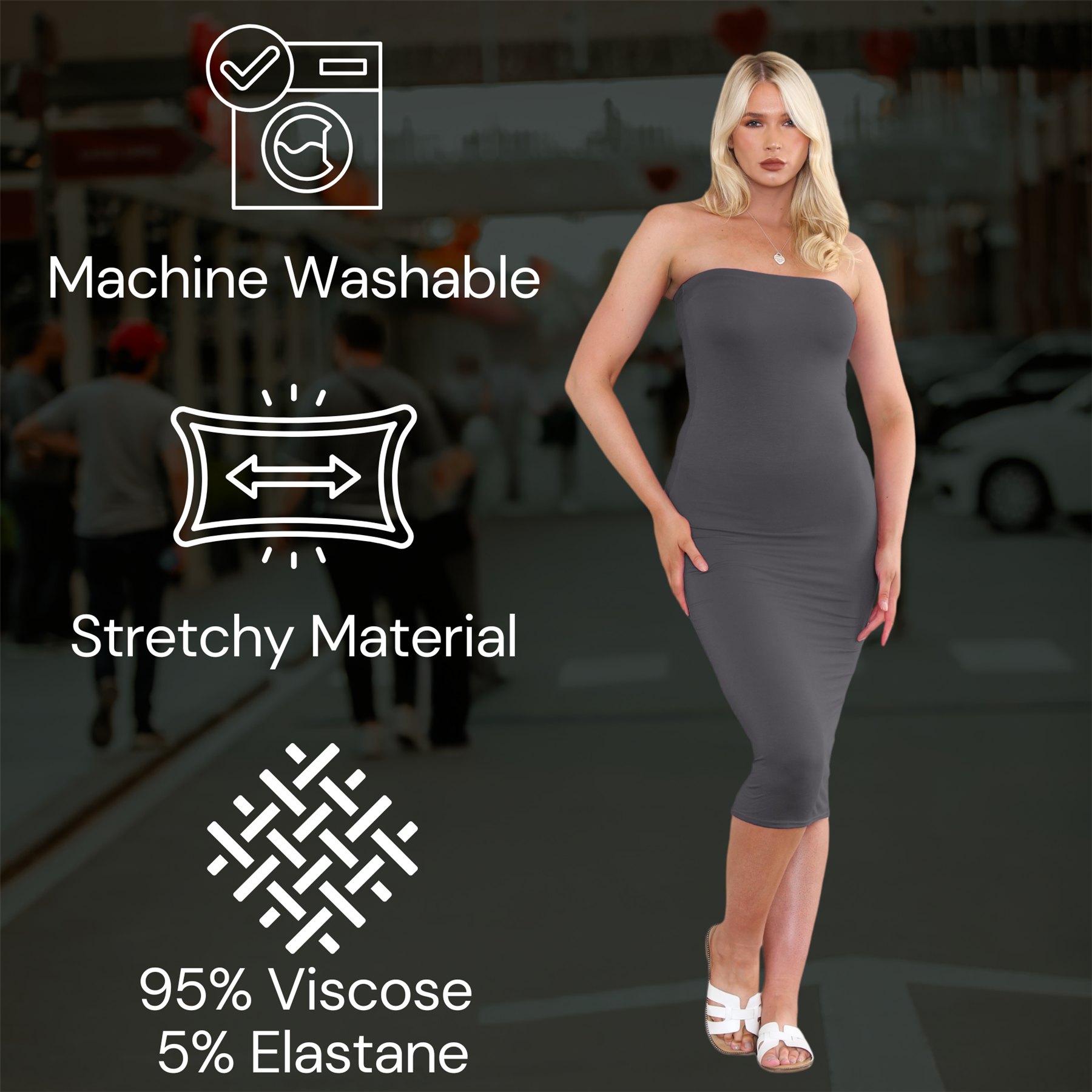 Damas Boobtube Midi Vestido Liso Elástico Sin tirantes Bandeau Verano Bodycon Vestido - Imagen 29 de 126