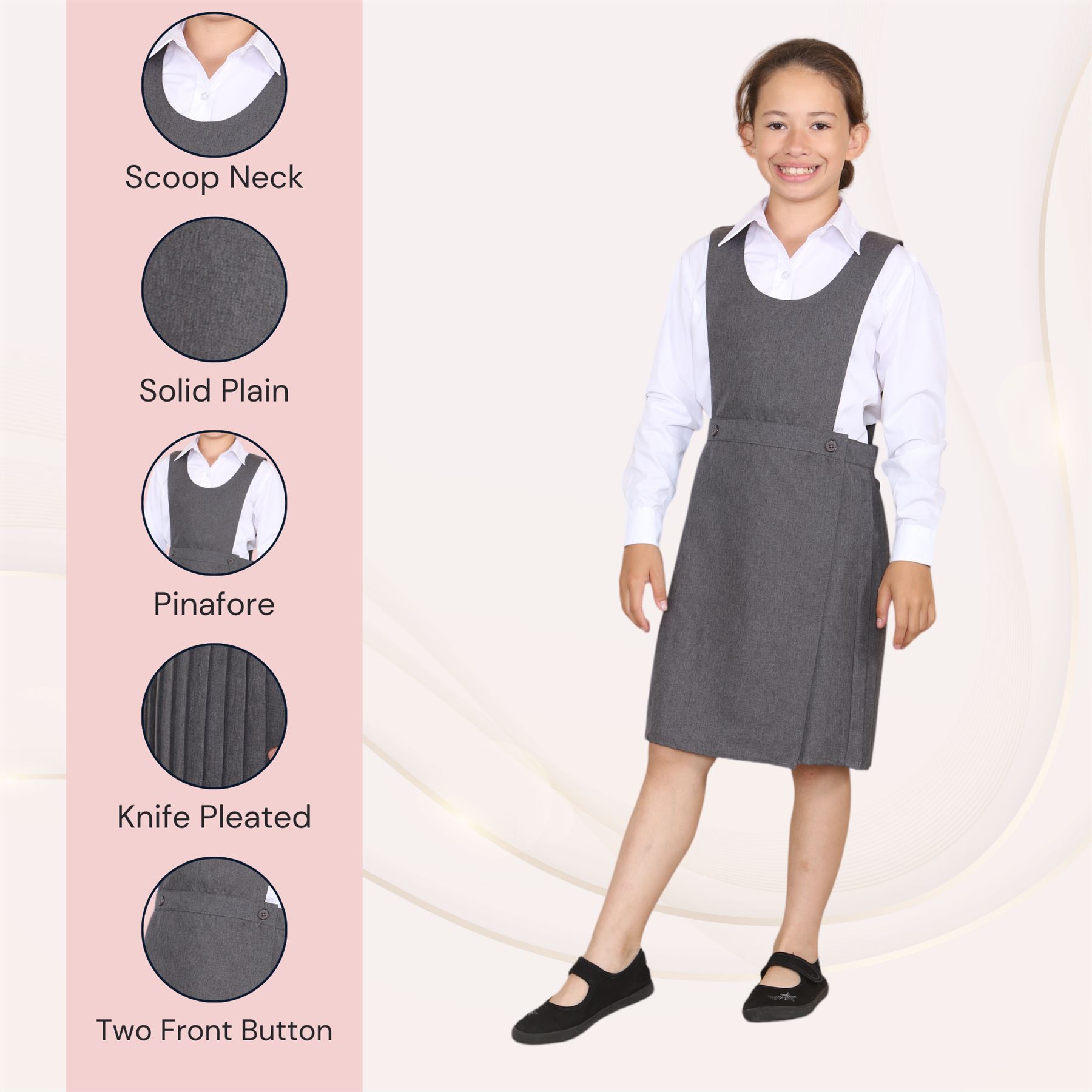Niñas Babero Delantal Tartán Vestido Envolvente Cuchillo Plisado Uniforme Escolar Paquete de 2 - Imagen 14 de 64
