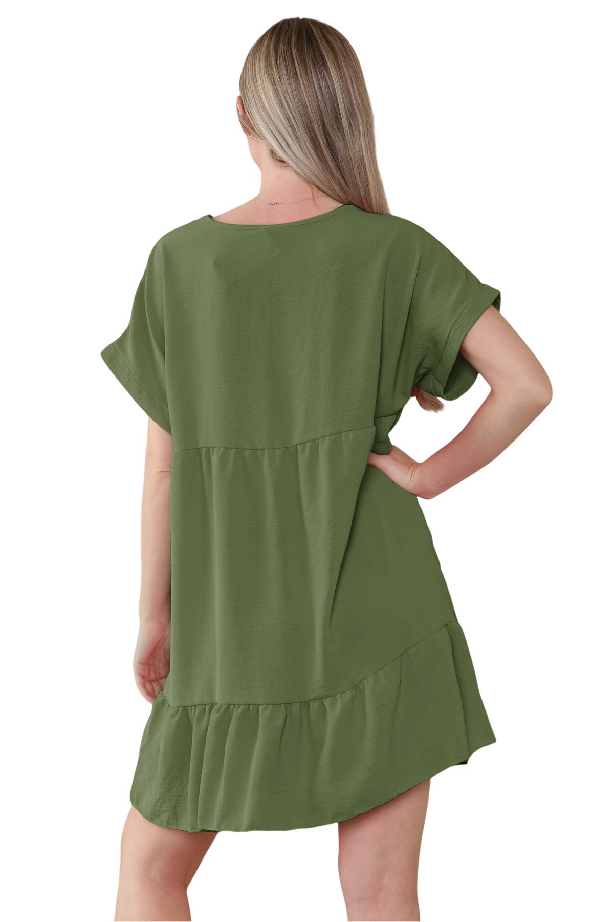 Mini top plisado liso italiano con cuello en V para mujer playa columpio - Imagen 25 de 54