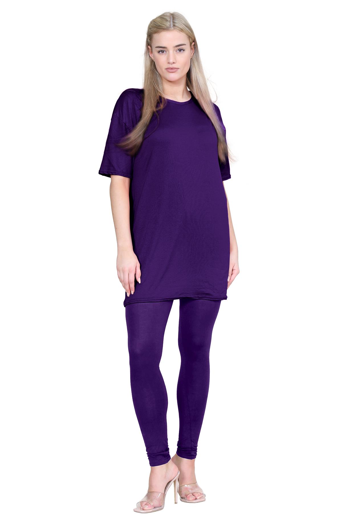 Damas Longline Suelto Camiseta Leggings Gimnasio Chándal Conjunto Coord 2 Piezas Ropa de Salón - Imagen 93 de 155
