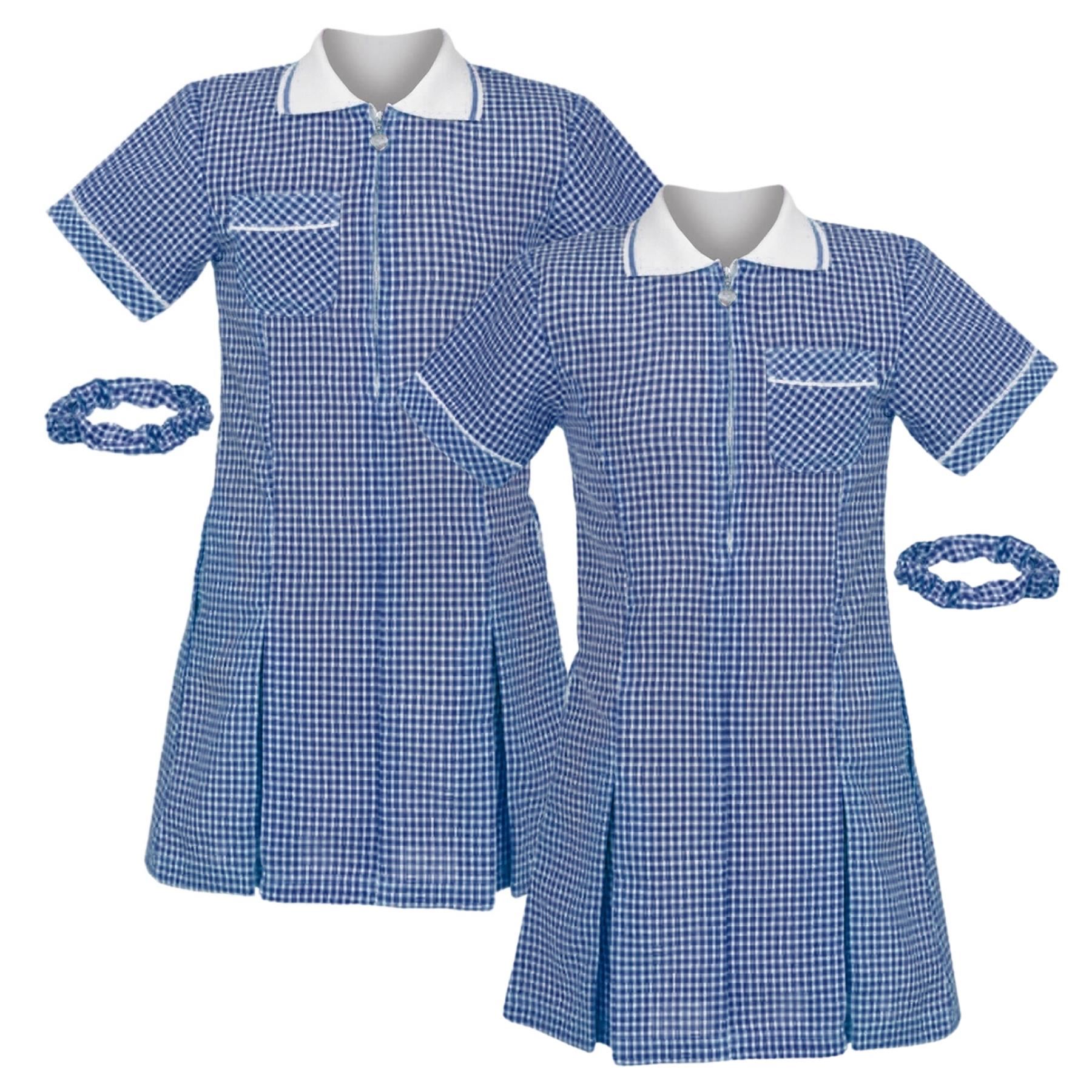 Mädchen Gingham Schule Kurzarm Plissee Kleid Schuluniform Sommer 2er Pack - Bild 9 von 49
