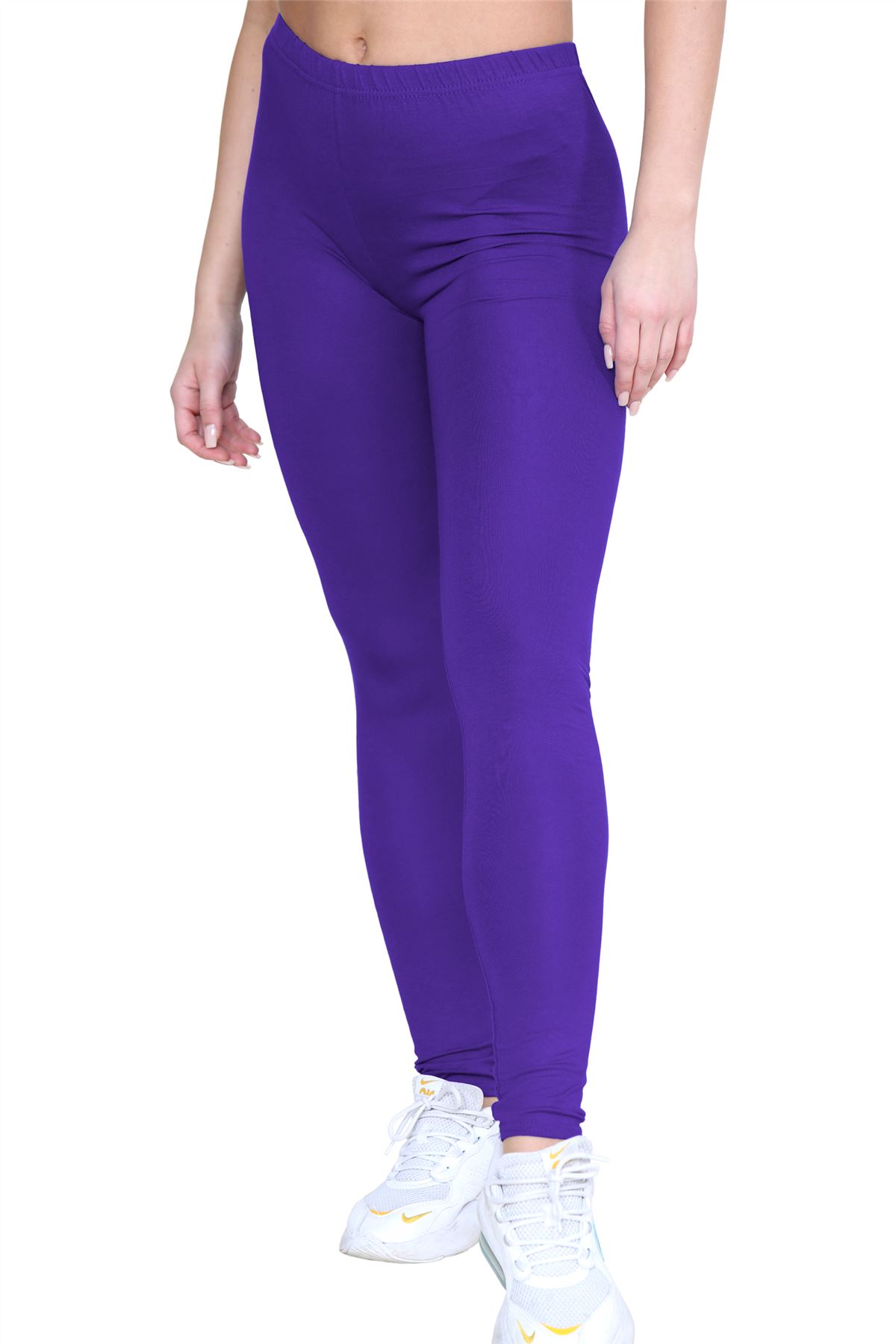 Womens Leggings Full Length Basic Plain Viscose Skinny Slim Fit Stretchy Pants - Picture 22 of 32