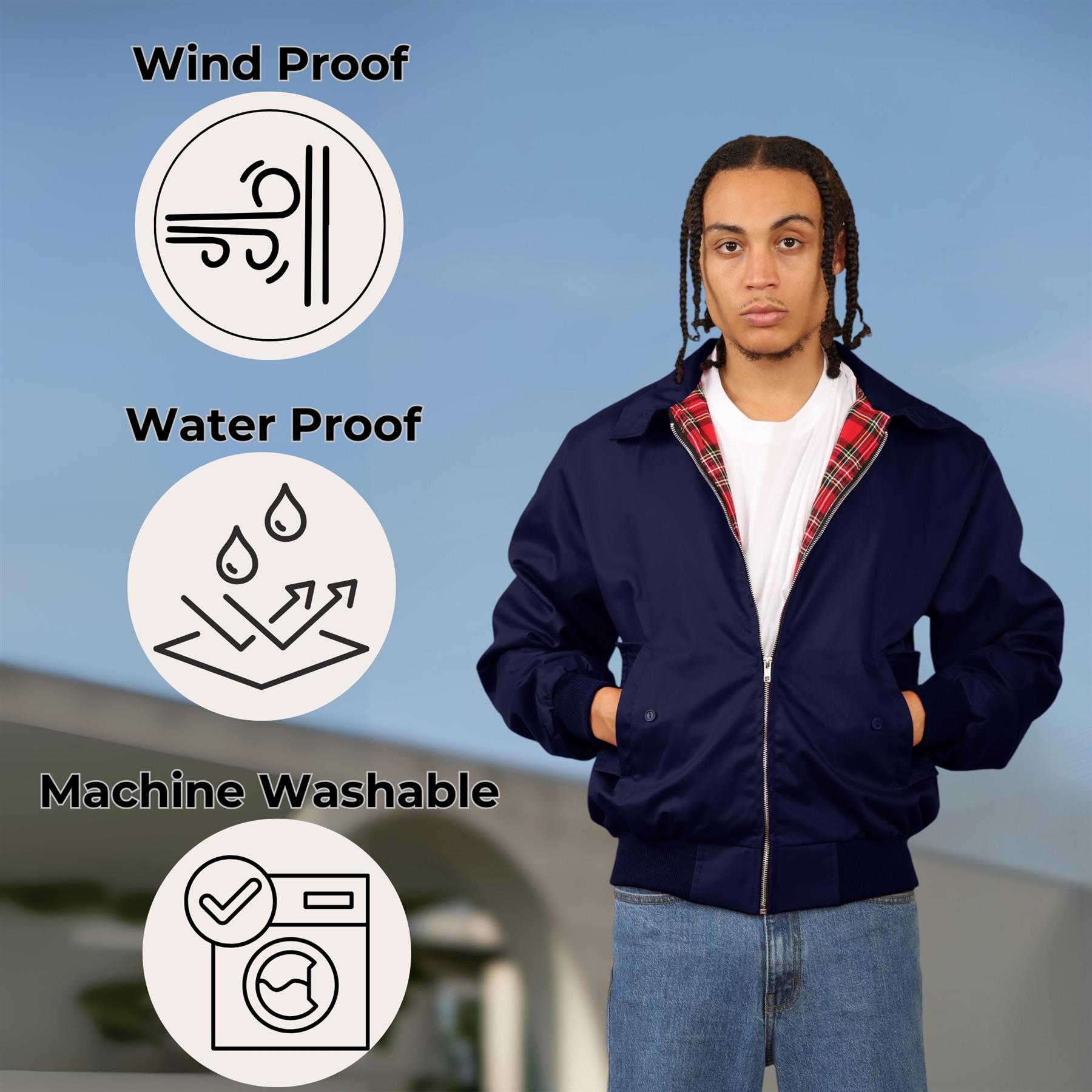 Mens ZipUp Classic Trendy 1970's Retro Vintage Bomber Mod Coat