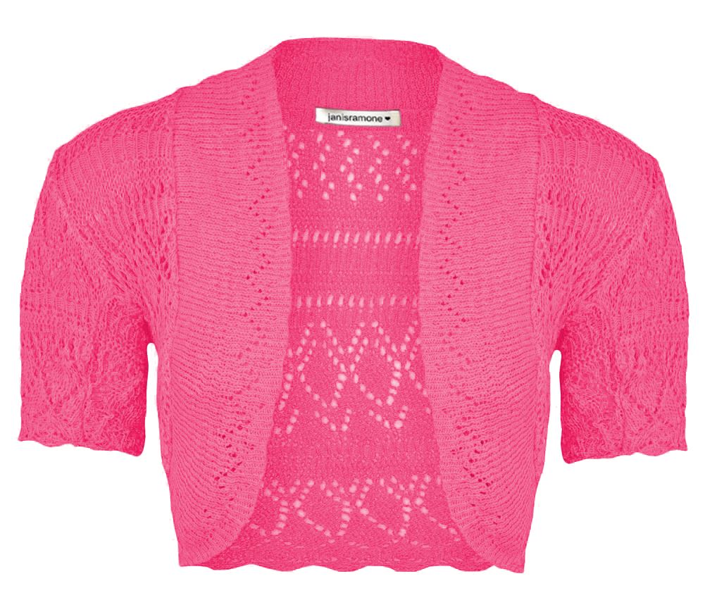 New Girls Kids Short Sleeve Crochet Knitted Bolero Shrug Ladie Cardigan