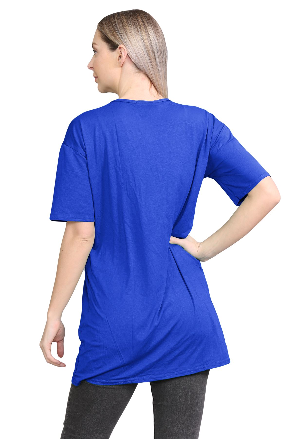 Womens Oversized T-Shirt Plain Baggy Short Sleeve Round Neck Basic Summer Top - Picture 28 of 44