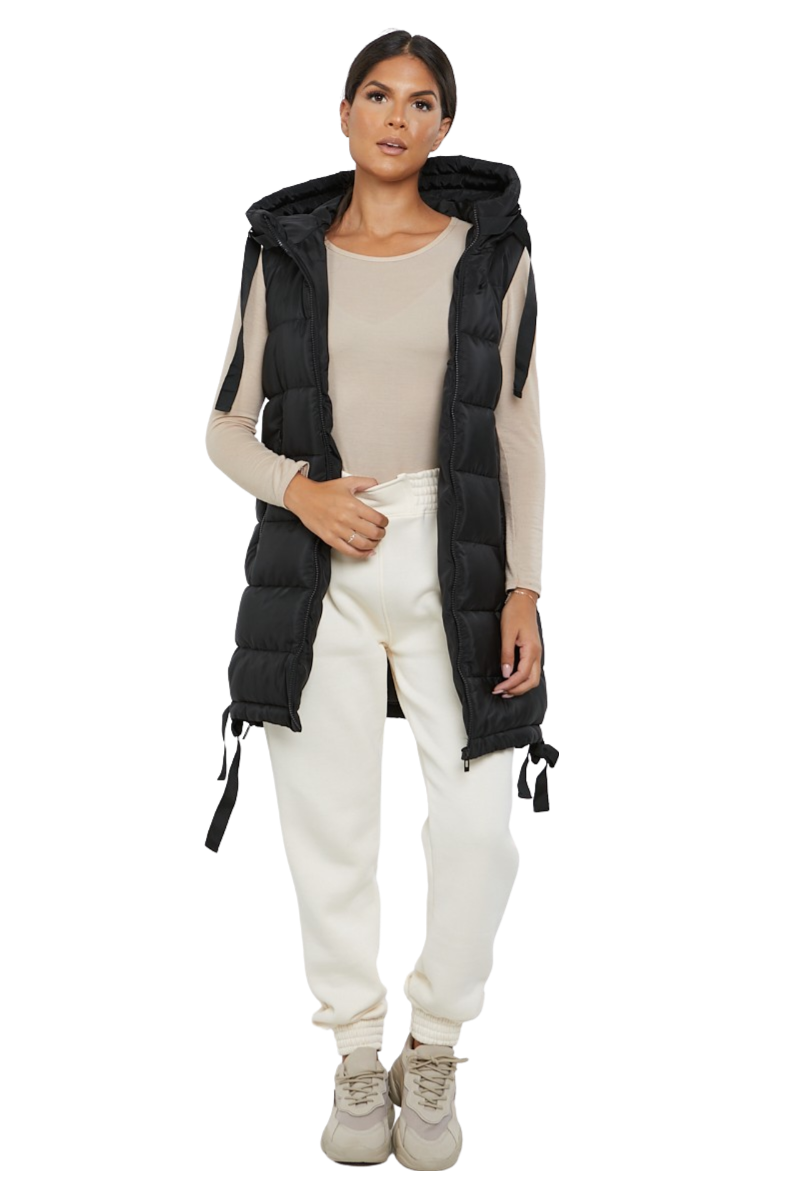 Damas Chaqueta larga acolchada con capucha chaleco acolchada calentador de cuerpo con cremallera - Imagen 11 de 42