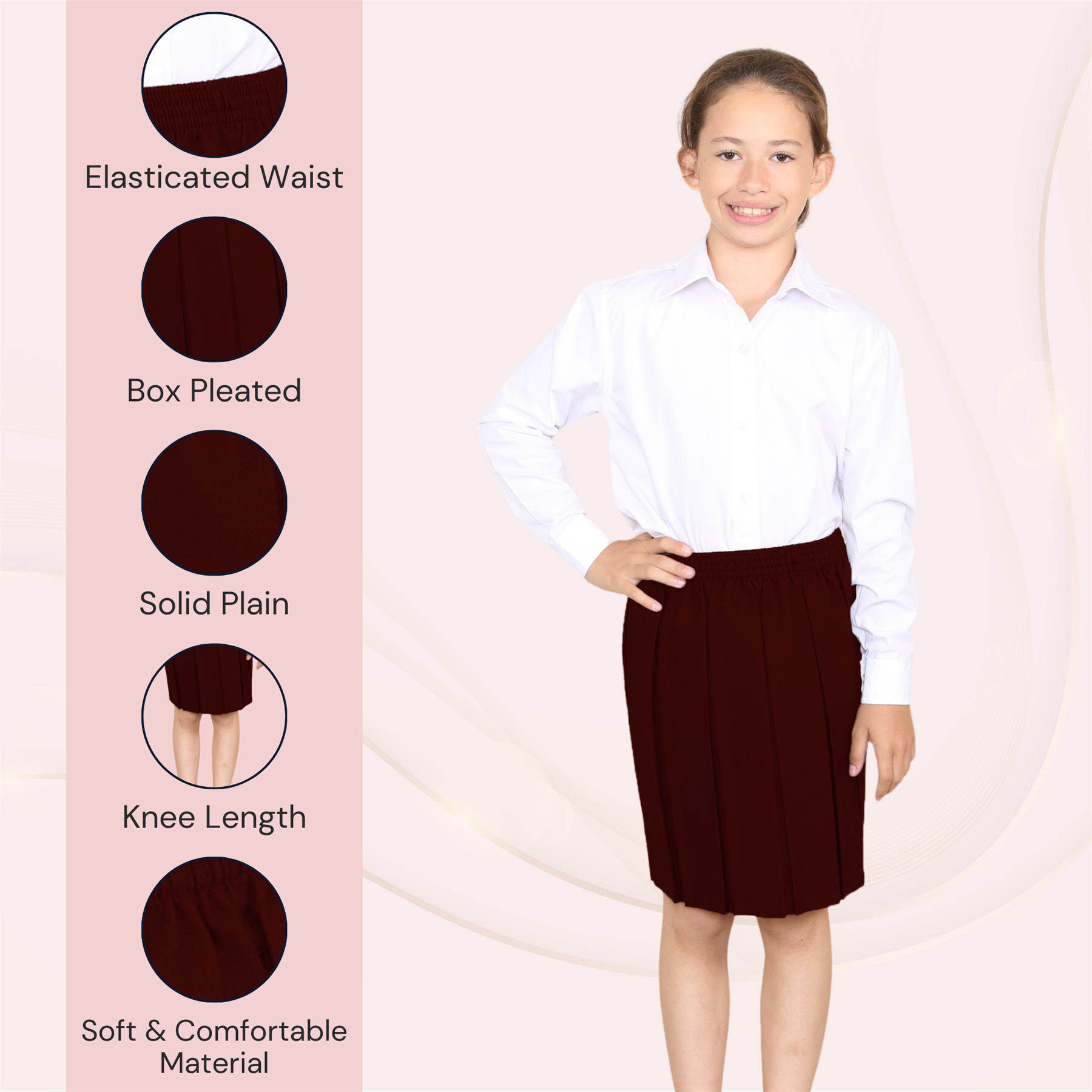 Mädchen Box Plissee Rock Schule Allround elastische Taille Uniform Kinder Röcke - Bild 19 von 92