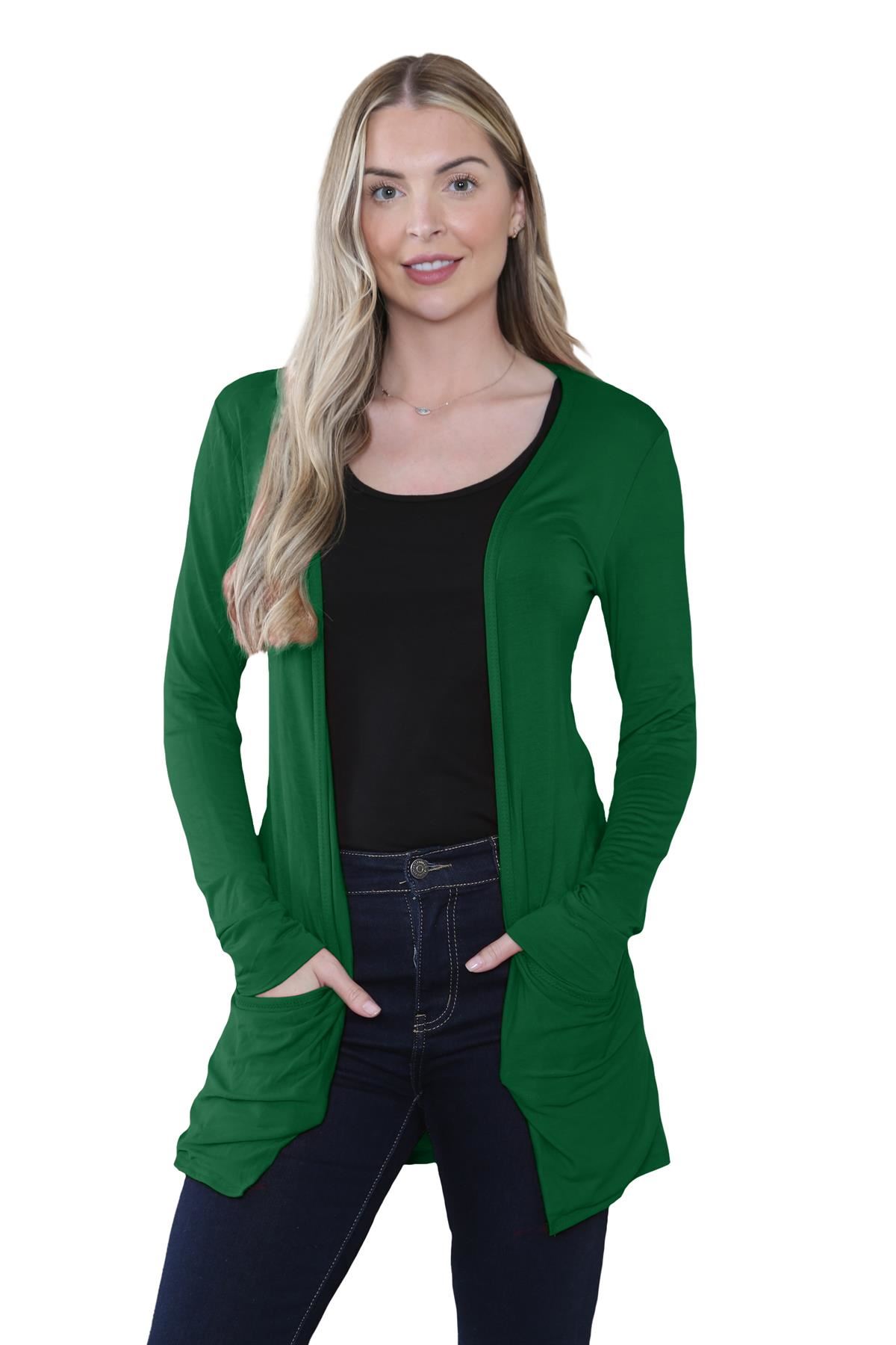 Boyfriend Cardigan Damen schlicht langärmelig offener Tropfen Tasche Freizeit Achselzucken Oberteil - Bild 13 von 148