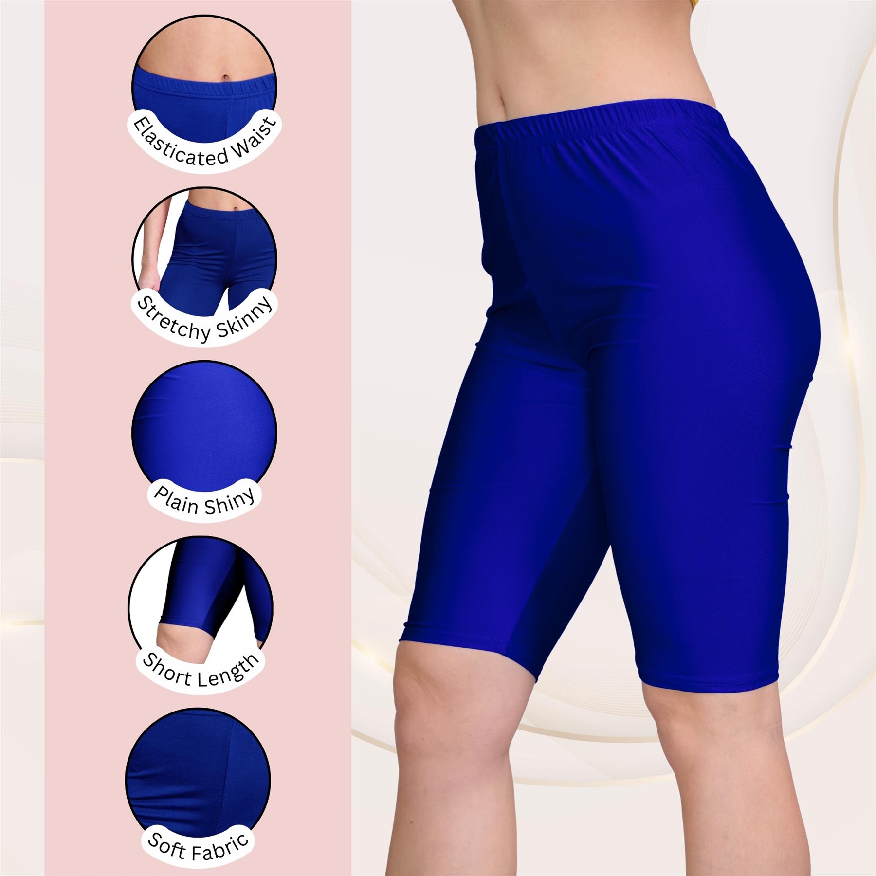 Damas Pantalones Cortos de Ciclismo Lisos Estirados Lycra Brillante Gimnasio Yoga Baile Pantalones Cortos - Imagen 77 de 100