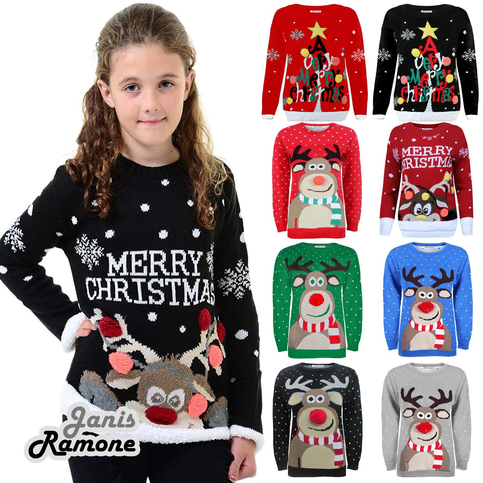 EASY BUYY Boys Girls Kids 3D Knitted Merry Christmas Novelty Rudolph Jumper Sweater Top