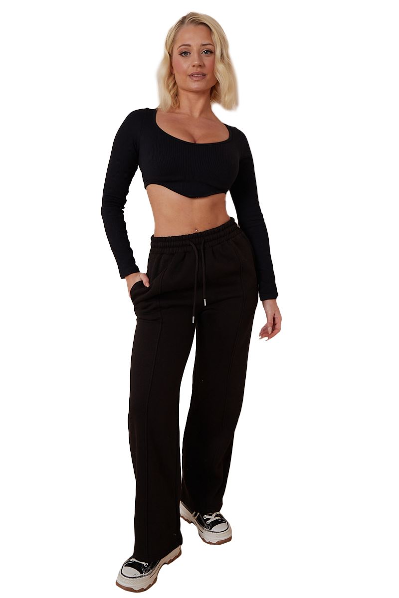 Ladies Fleece Lined Trousers Sweatpants Elastic Waist Wide Leg Loungewear Pants - Picture 10 of 43
