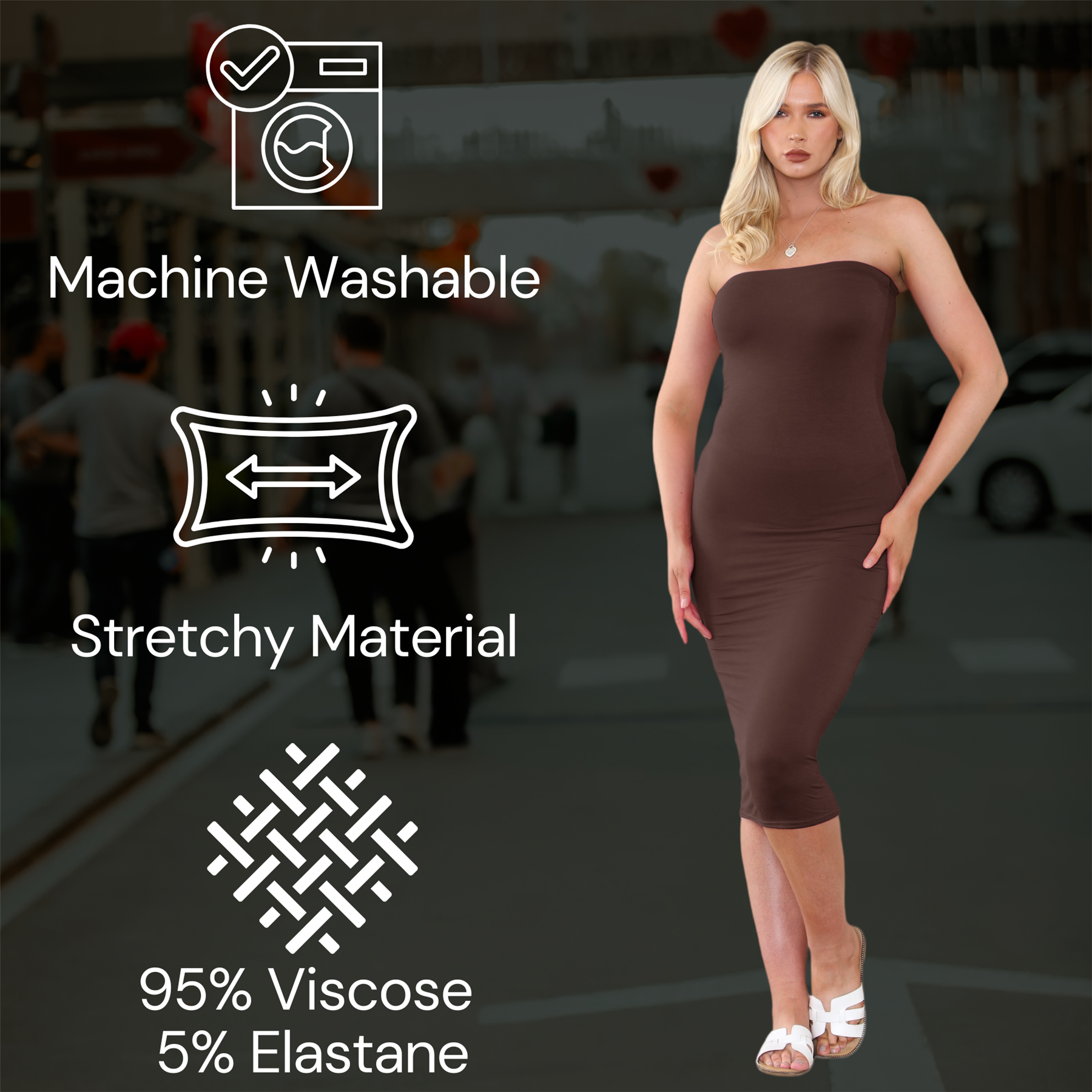 Damas Boobtube Midi Vestido Liso Elástico Sin tirantes Bandeau Verano Bodycon Vestido - Imagen 21 de 126