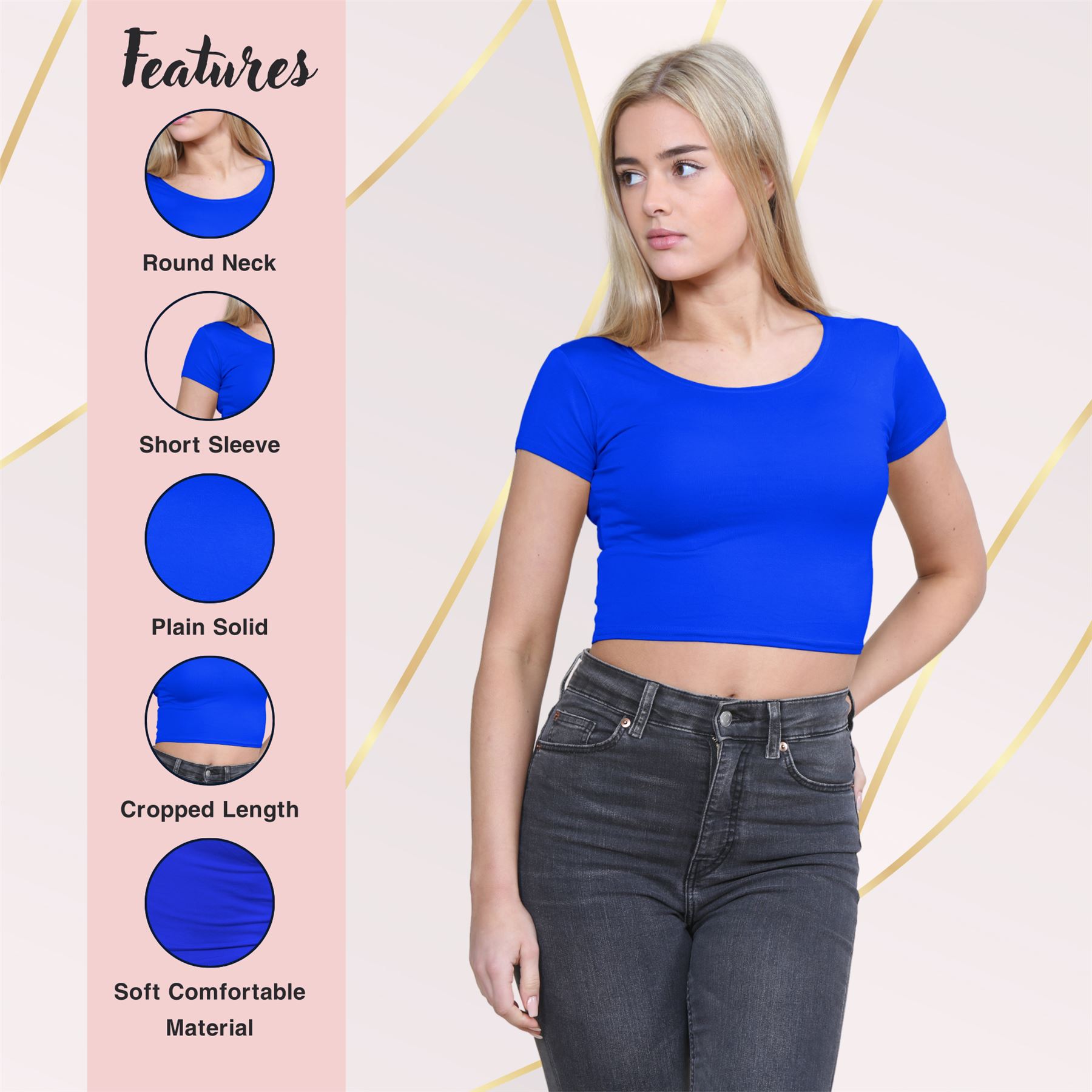 Crop Top Womens Cap Sleeve Top Plain Basic Stretchy Tee T-Shirt Short Vest Top - Picture 140 of 174