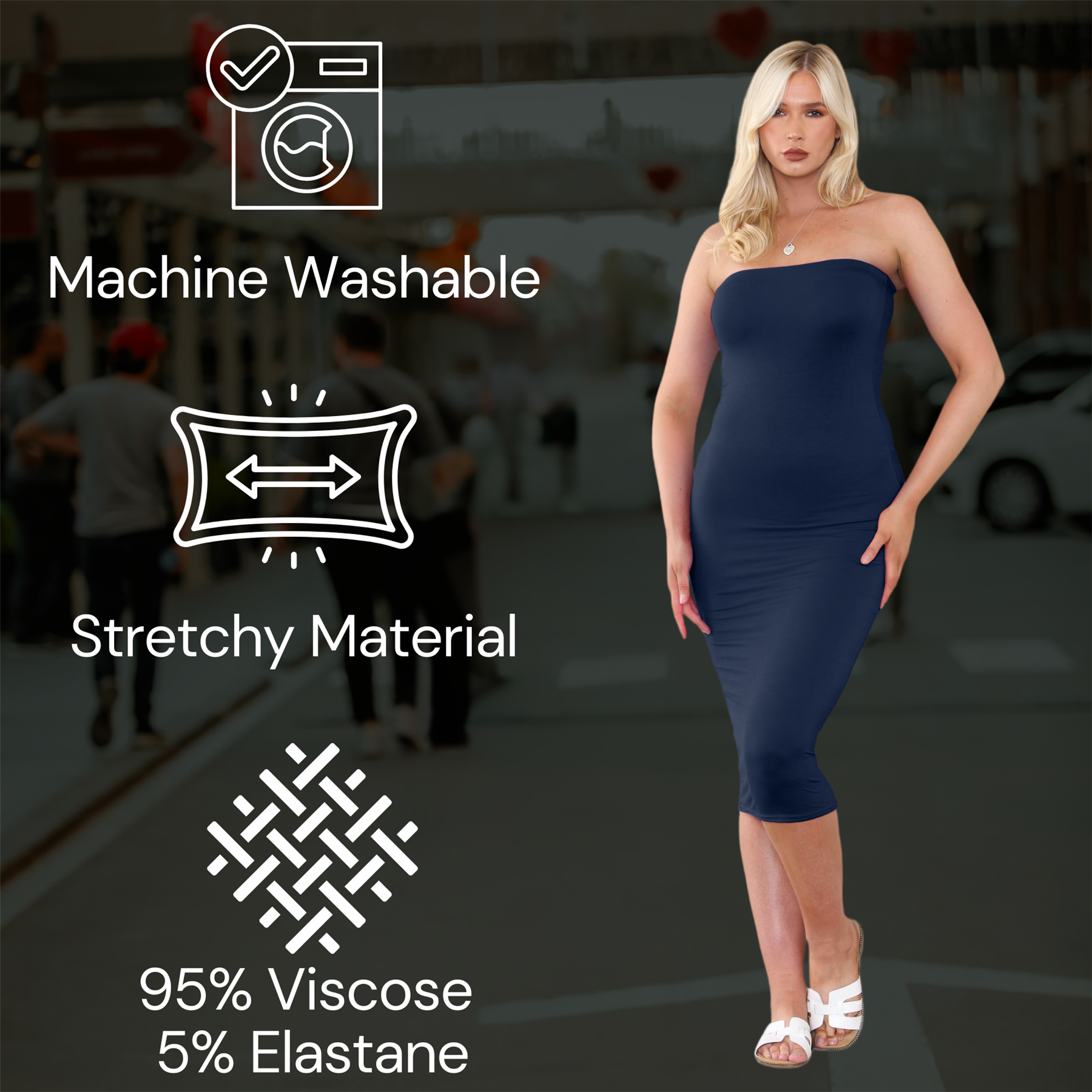 Damas Boobtube Midi Vestido Liso Elástico Sin tirantes Bandeau Verano Bodycon Vestido - Imagen 85 de 126