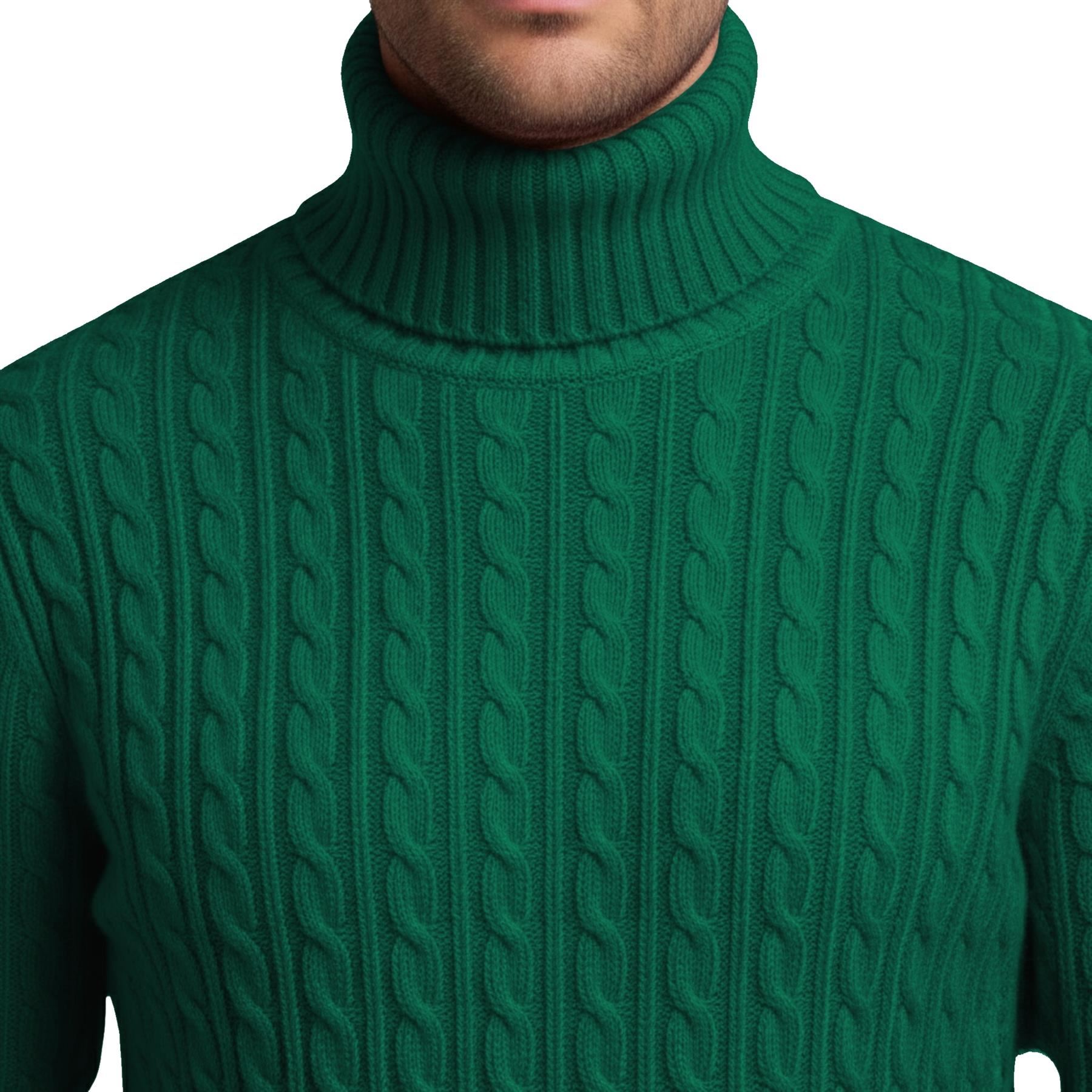 Herren Polo Rollkragen Langarm Pullover Zopfmuster Winterpullover Pulli - Bild 26 von 154