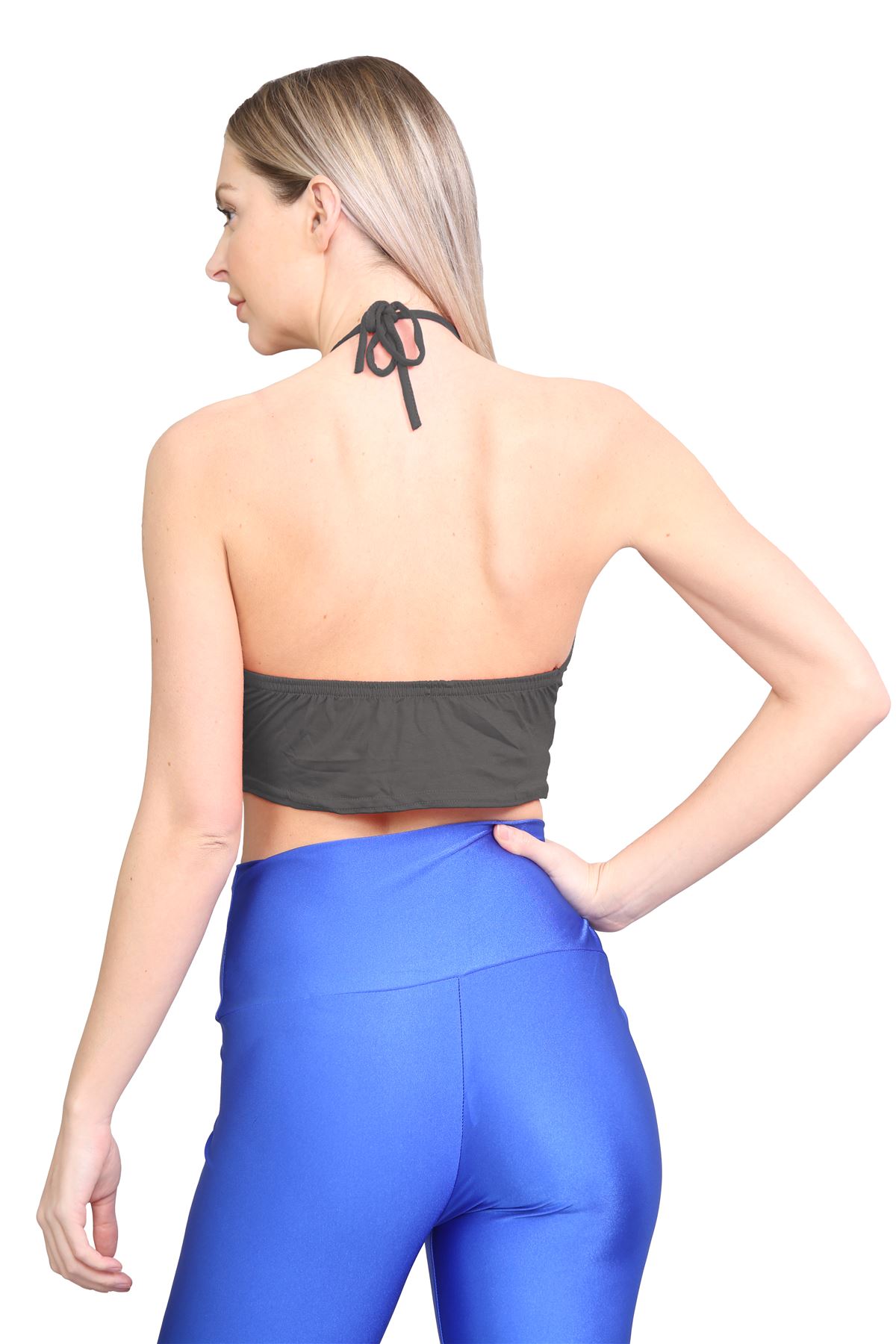 Halter Neck Crop Top Womens Vest Top Plain Tie Knot Top Basic Sleeveless T-Shirt - Picture 25 of 170