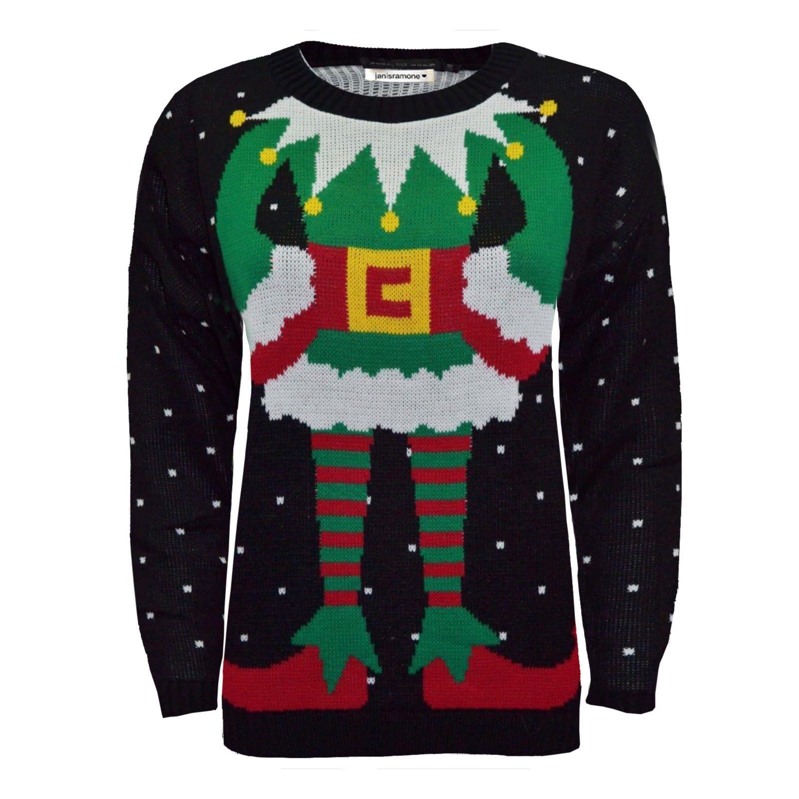 Christmas Reindeer Jumper Womens Knitted Funny Xmas Sweater Unisex Retro Jumpers - Picture 77 of 128