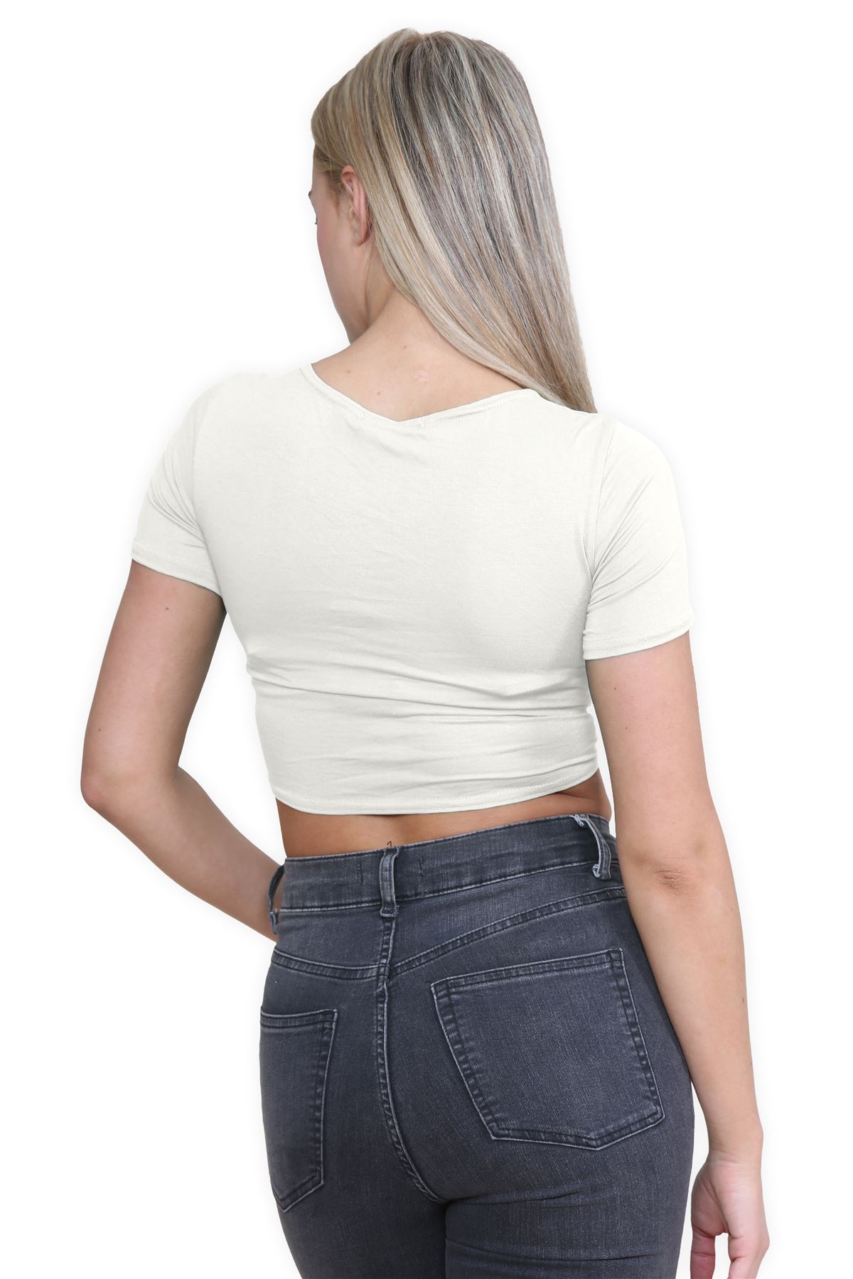 Damen-Cardigan Kurzarm vorne zum Binden einfach Bolero Achselzucken lässig bauchfrei Oberteil - Bild 40 von 133