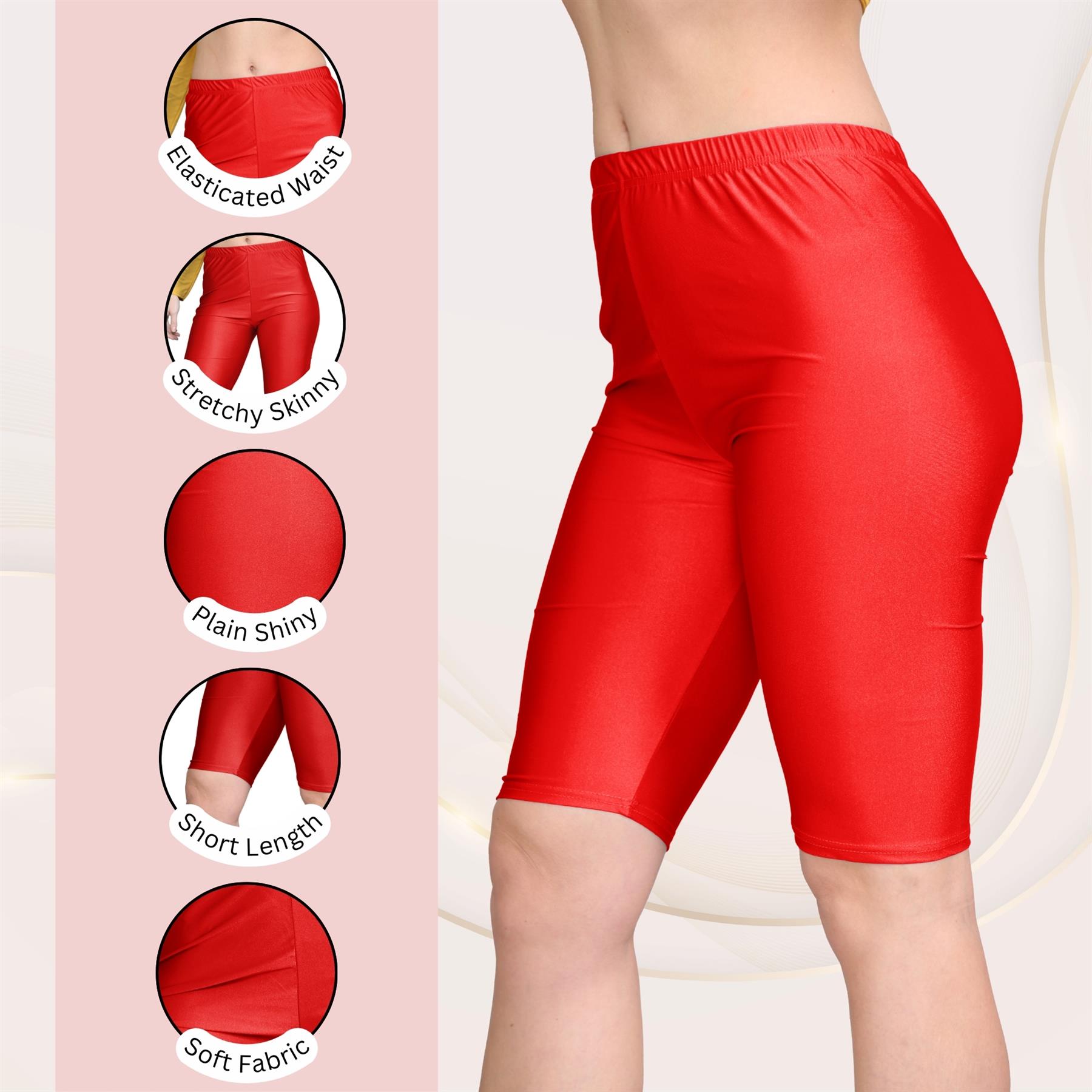 Damas Pantalones Cortos de Ciclismo Lisos Estirados Lycra Brillante Gimnasio Yoga Baile Pantalones Cortos - Imagen 70 de 100