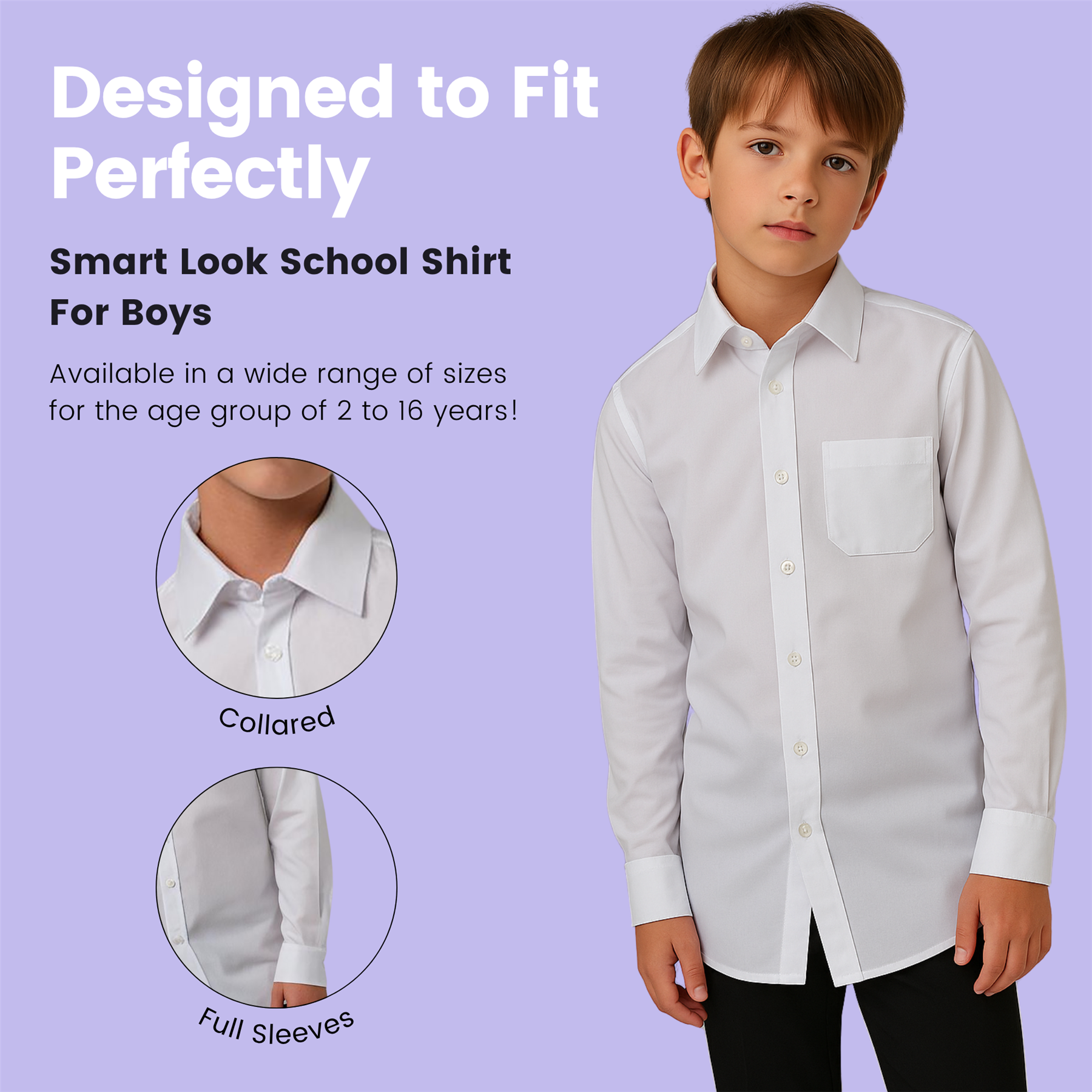 Jungen Langarmhemden Schuluniform weiß Hemd Regular Fit Freizeit 2er Pack - Bild 8 von 13