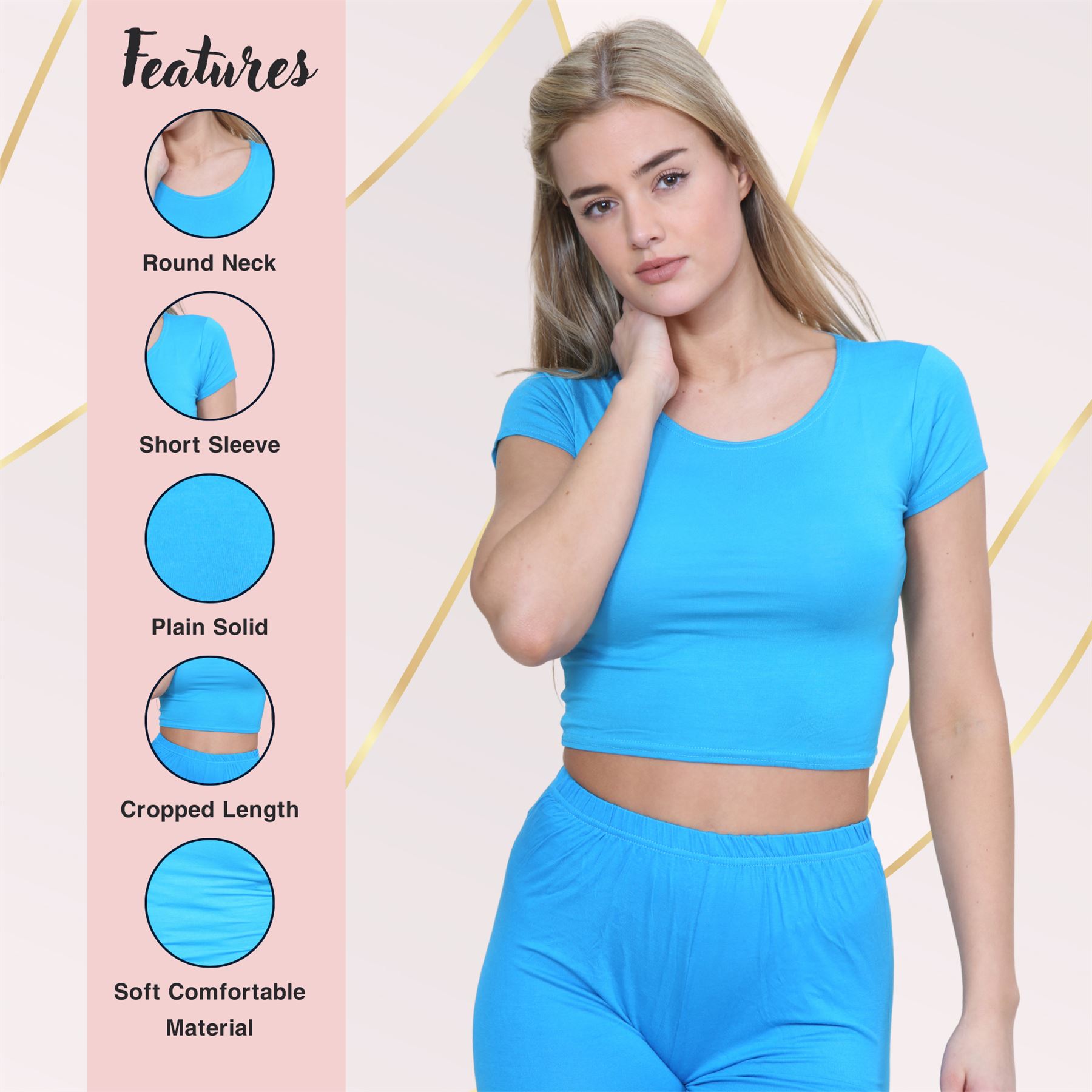 Crop Top Womens Cap Sleeve Top Plain Basic Stretchy Tee T-Shirt Short Vest Top - Picture 155 of 174