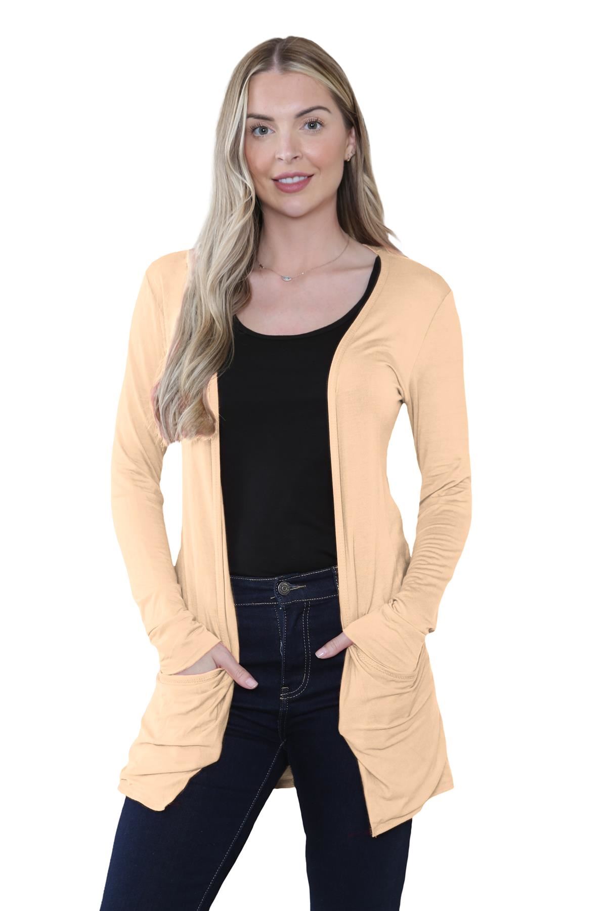 Boyfriend Cardigan Damen schlicht langärmelig offener Tropfen Tasche Freizeit Achselzucken Oberteil - Bild 88 von 148