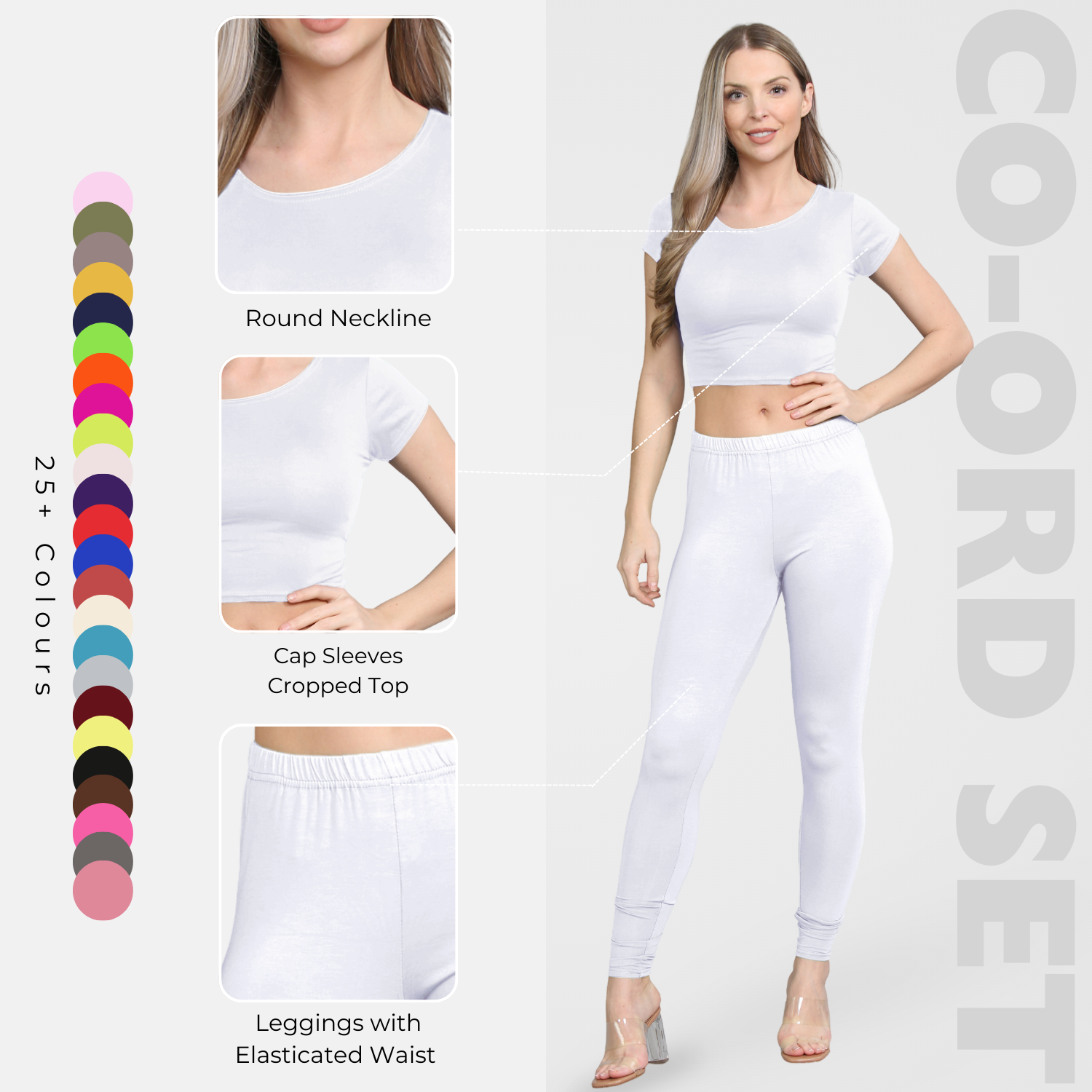 Damen Trainingsanzug Kurzarm Crop Top Sport Legging Workout Aktiv Lounge Set - Bild 139 von 148
