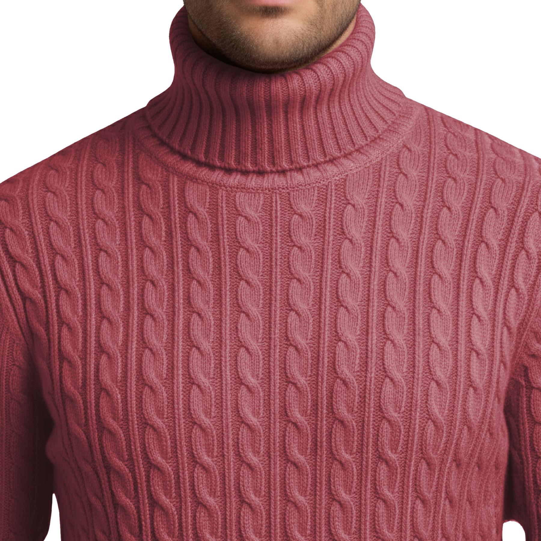 Herren Polo Rollkragen Langarm Pullover Zopfmuster Winterpullover Pulli - Bild 130 von 154