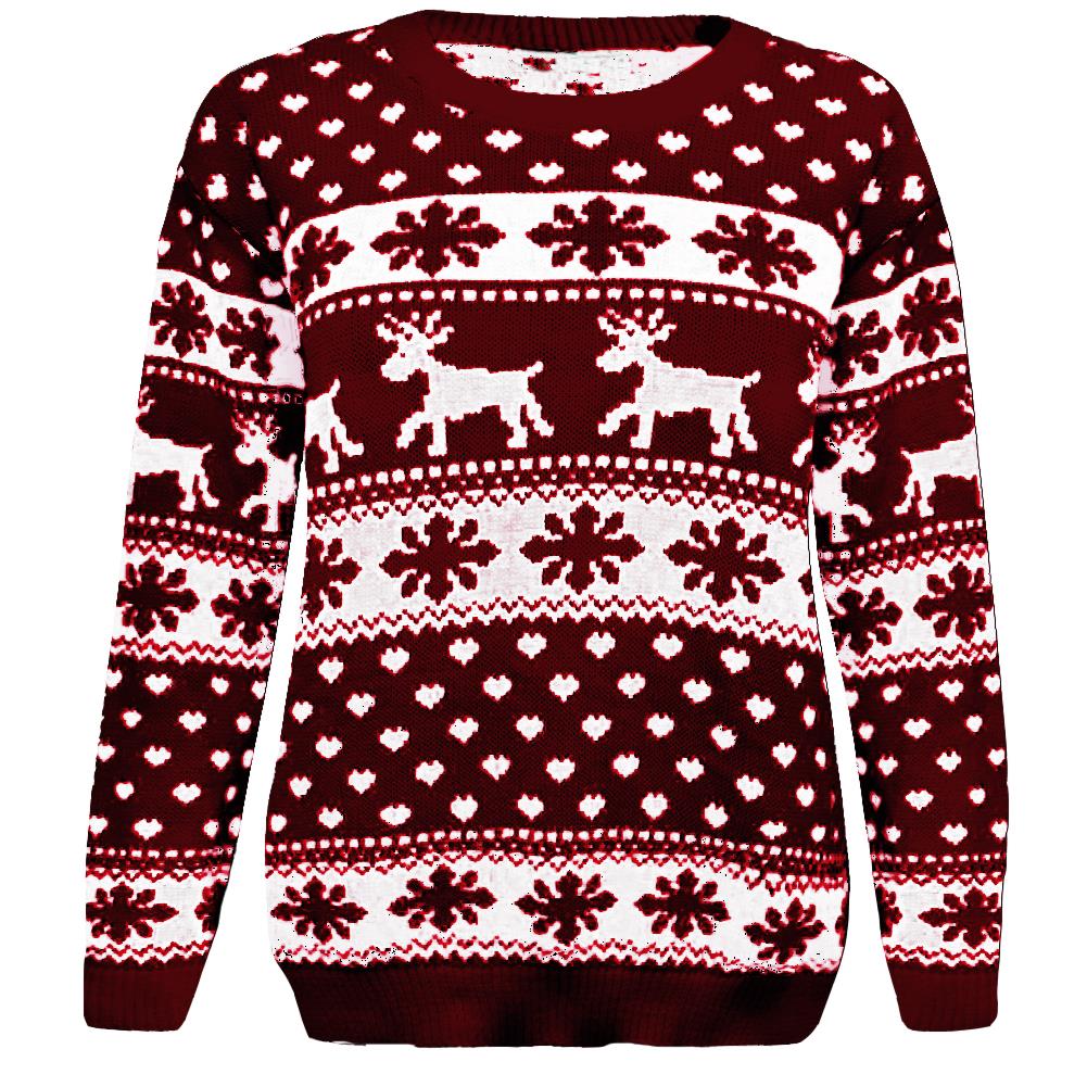 Christmas Reindeer Jumper Womens Knitted Funny Xmas Sweater Unisex Retro Jumpers - Picture 31 of 128