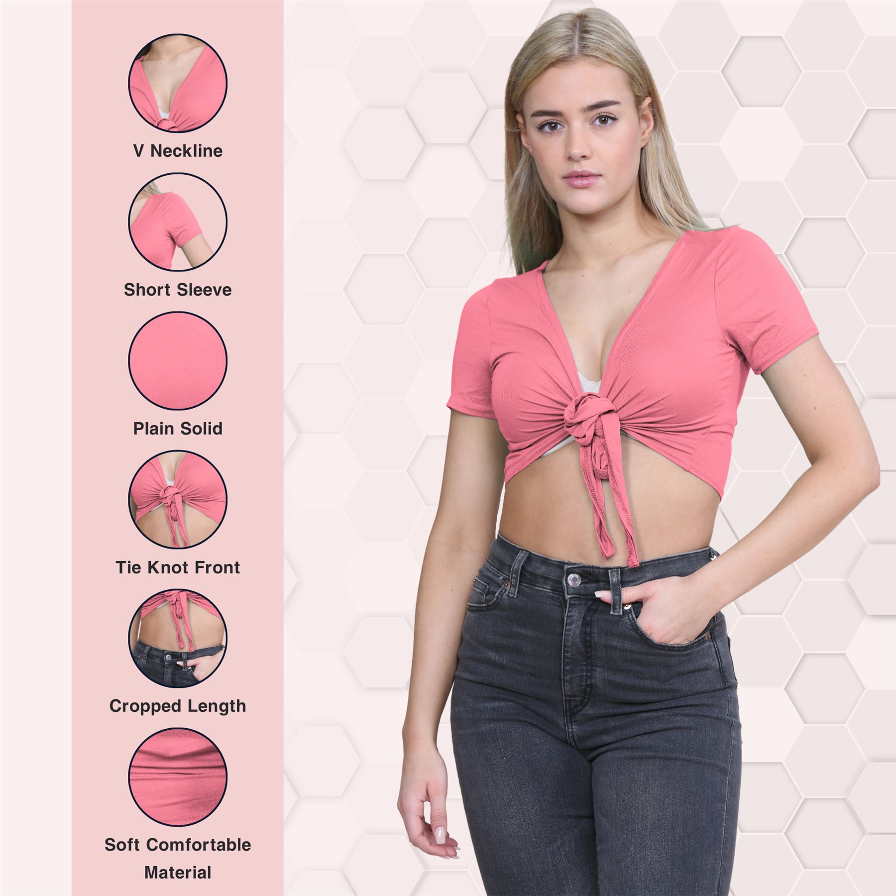 Damen-Cardigan Kurzarm vorne zum Binden einfach Bolero Achselzucken lässig bauchfrei Oberteil - Bild 35 von 133