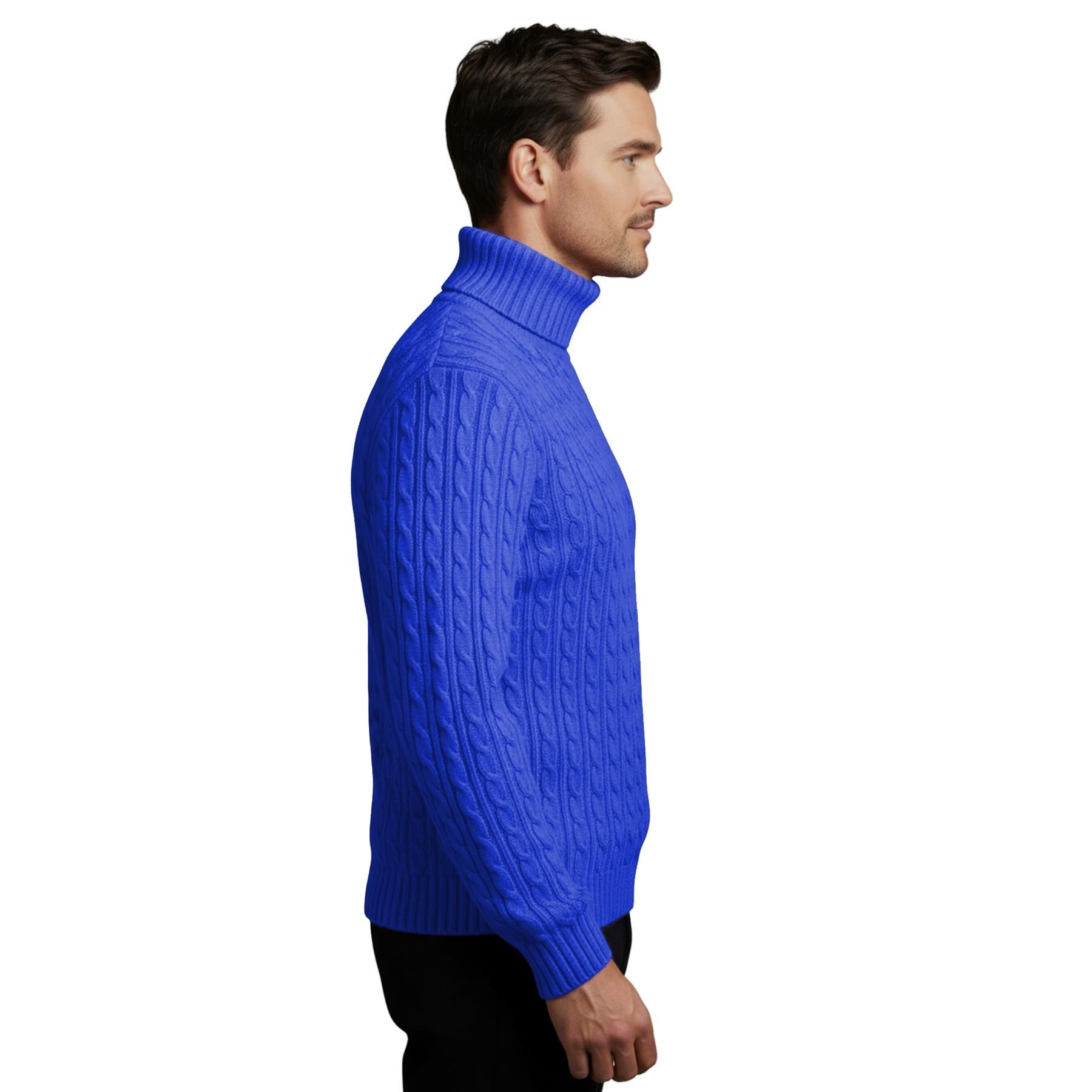 Herren Polo Rollkragen Langarm Pullover Zopfmuster Winterpullover Pulli - Bild 93 von 154