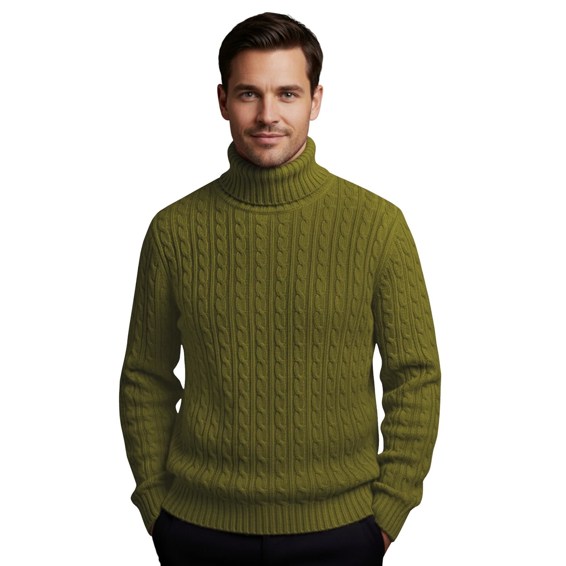 Herren Polo Rollkragen Langarm Pullover Zopfmuster Winterpullover Pulli - Bild 51 von 154