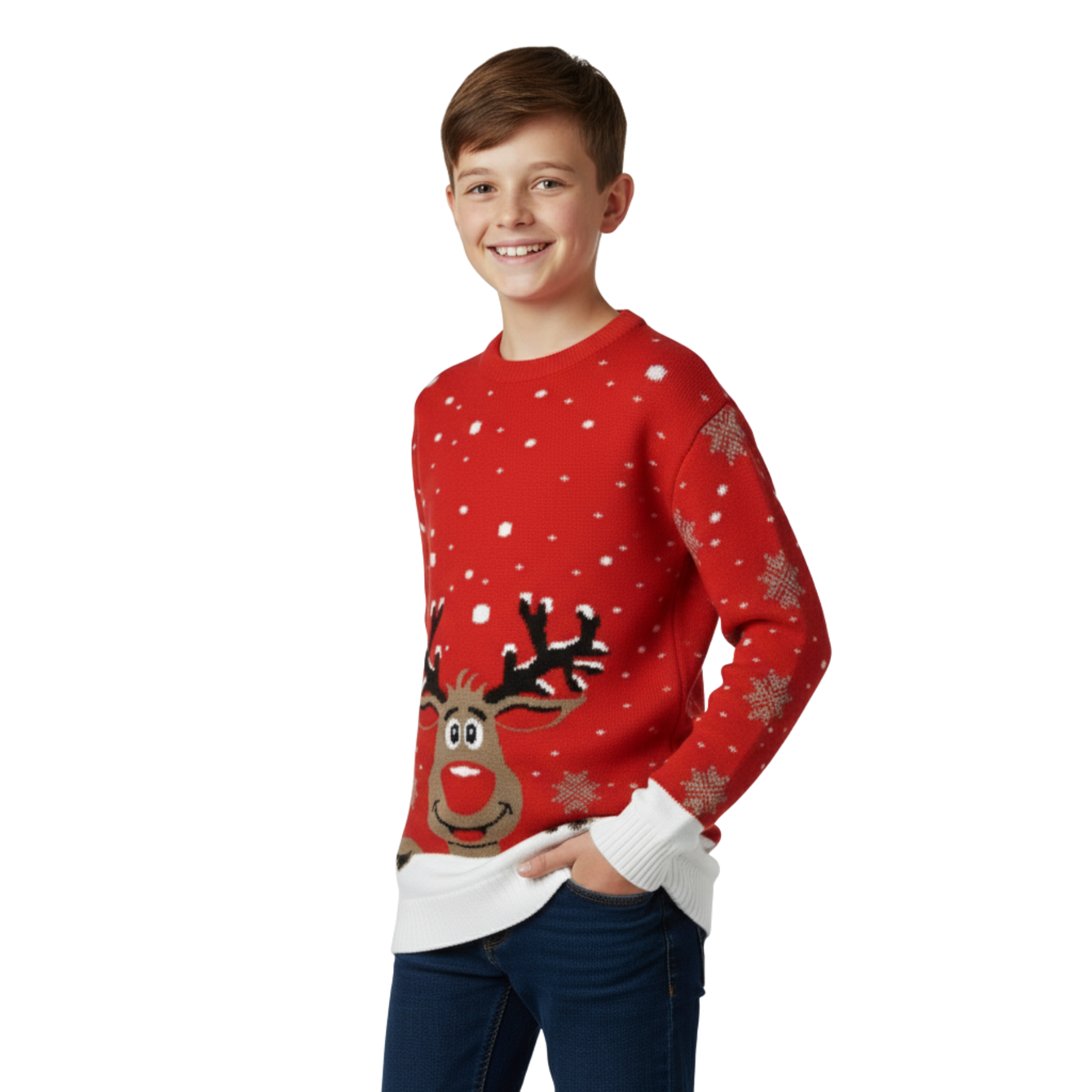 Maglione Renna Bambini Natale Unisex Maglione Girocollo Natale Ragazze Ragazzi Pullover - Foto 12 di 15