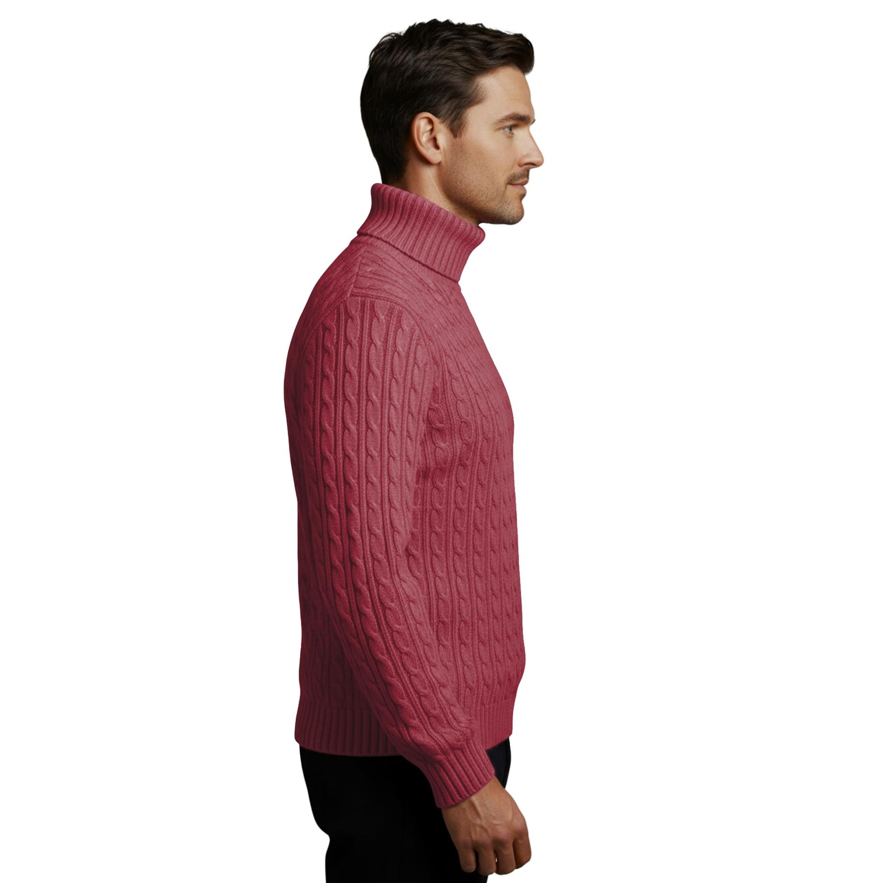 Herren Polo Rollkragen Langarm Pullover Zopfmuster Winterpullover Pulli - Bild 128 von 154