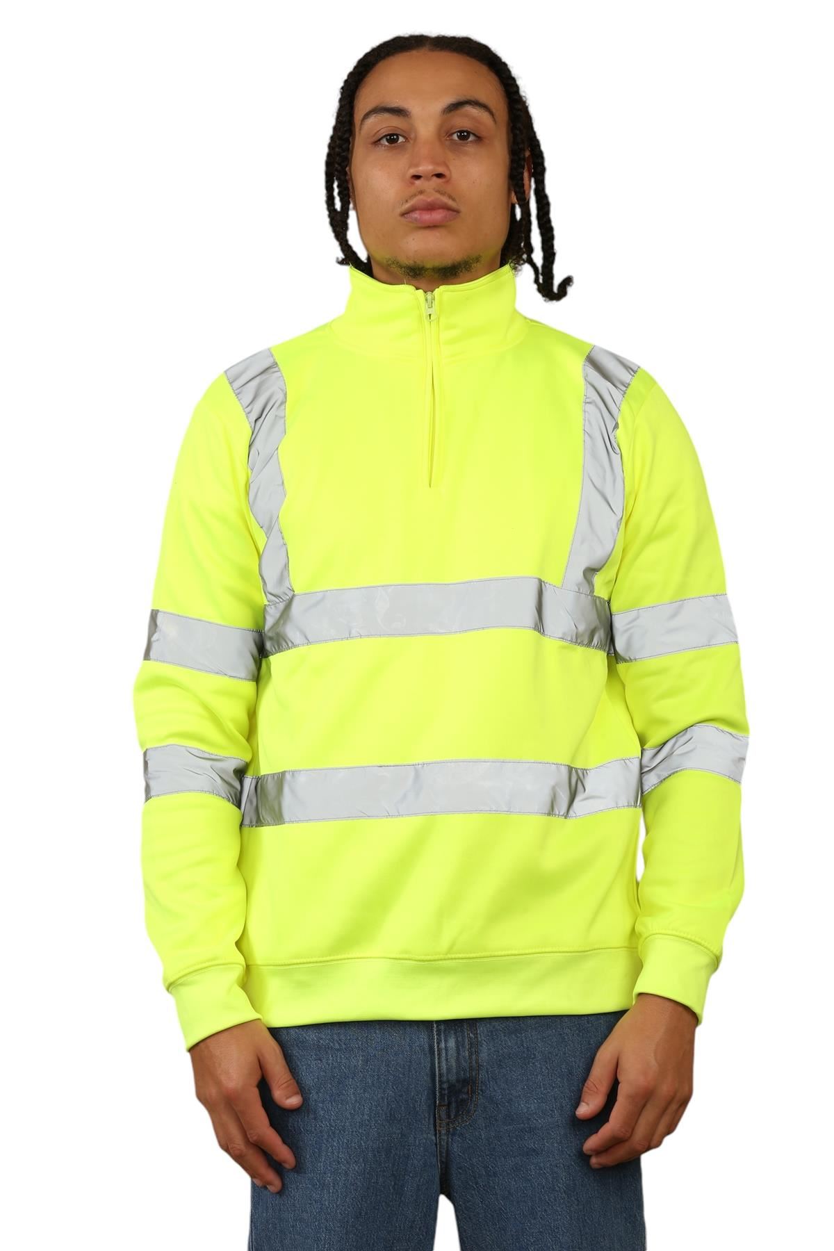 Sudadera de alta visibilidad para hombre con cremallera de cuarto de alta visibilidad reflectante seguridad trabajo jersey - Imagen 9 de 15