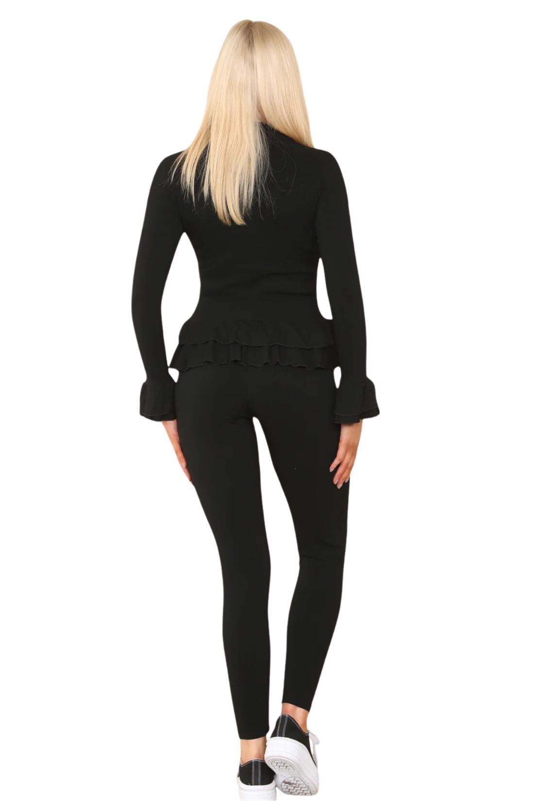 Damas Juego de 2 piezas de ropa de salón con botones peplum manga larga - Imagen 5 de 55