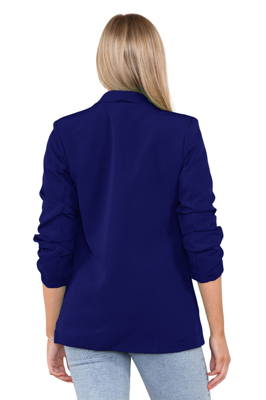 Blazer de manga acanalada para damas totalmente forrado cuello liso informal chaqueta de oficina top - Imagen 49 de 97