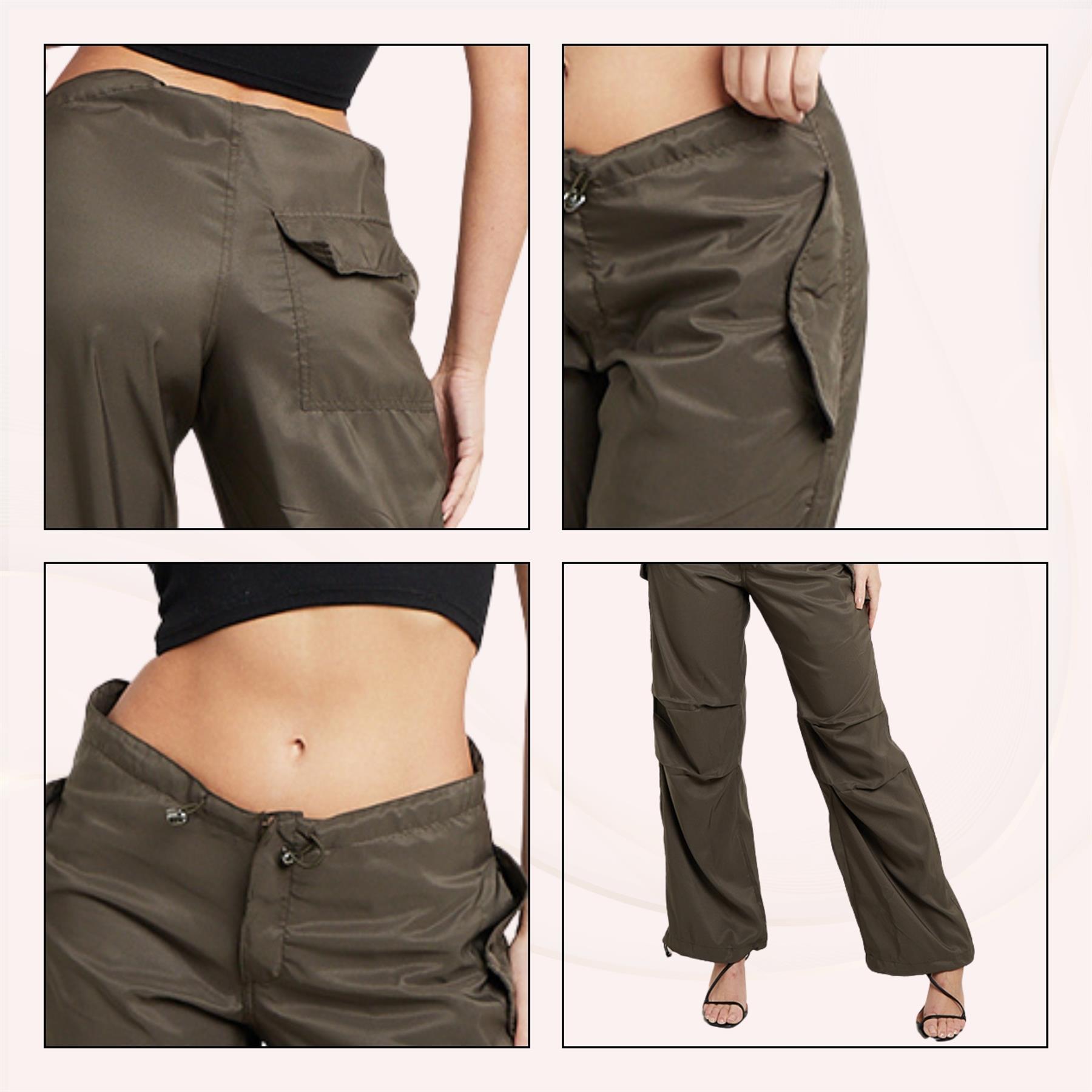 Pantalones de carga para mujer parte inferior con puños cordón cintura baja sueltos pantalones informales - Imagen 21 de 50