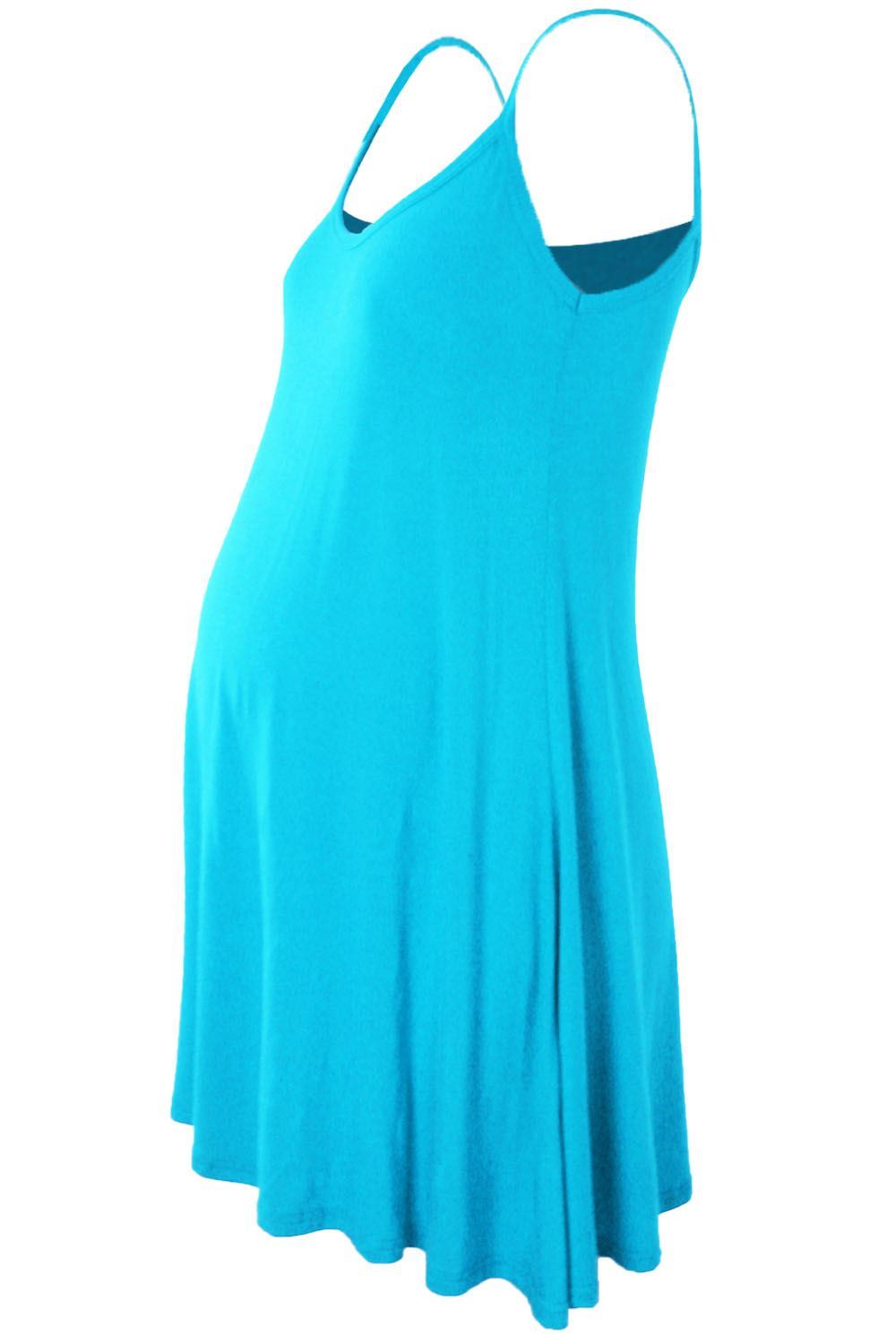 Womens Sleeveless Maternity Dress Camisole Ladies Flared Plain Strappy Cami Top - Picture 26 of 28