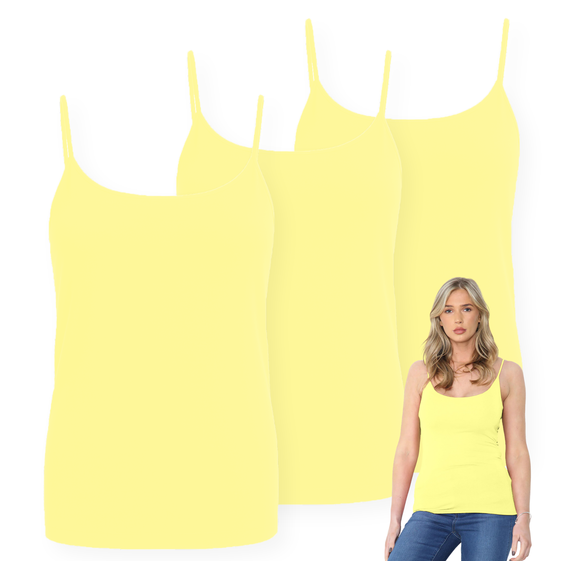 Womens Bodycon Cami Strappy Tank Top Plain Summer Activewear Vest Top, Pack of 3 - Picture 207 of 221
