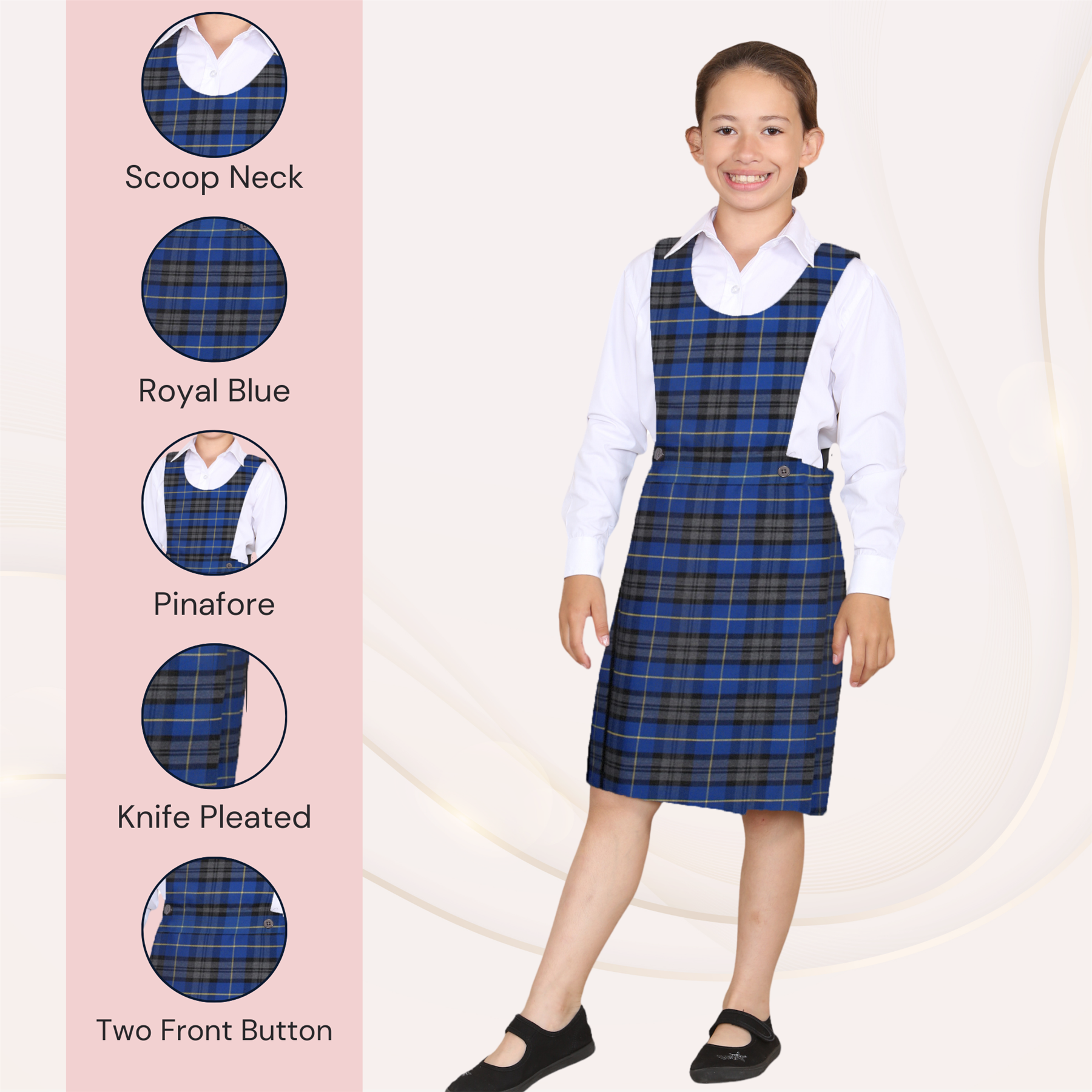 Niñas Babero Delantal Tartán Vestido Envolvente Cuchillo Plisado Uniforme Escolar Paquete de 2 - Imagen 61 de 64