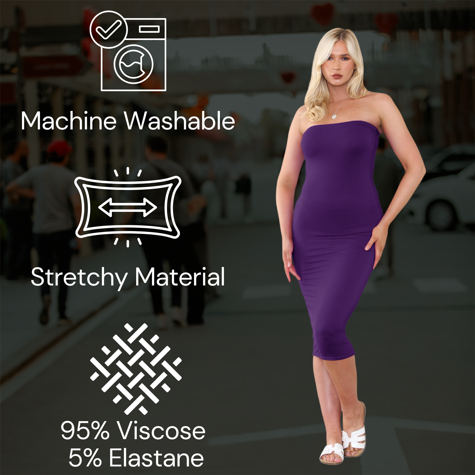 Damas Boobtube Midi Vestido Liso Elástico Sin tirantes Bandeau Verano Bodycon Vestido - Imagen 90 de 126