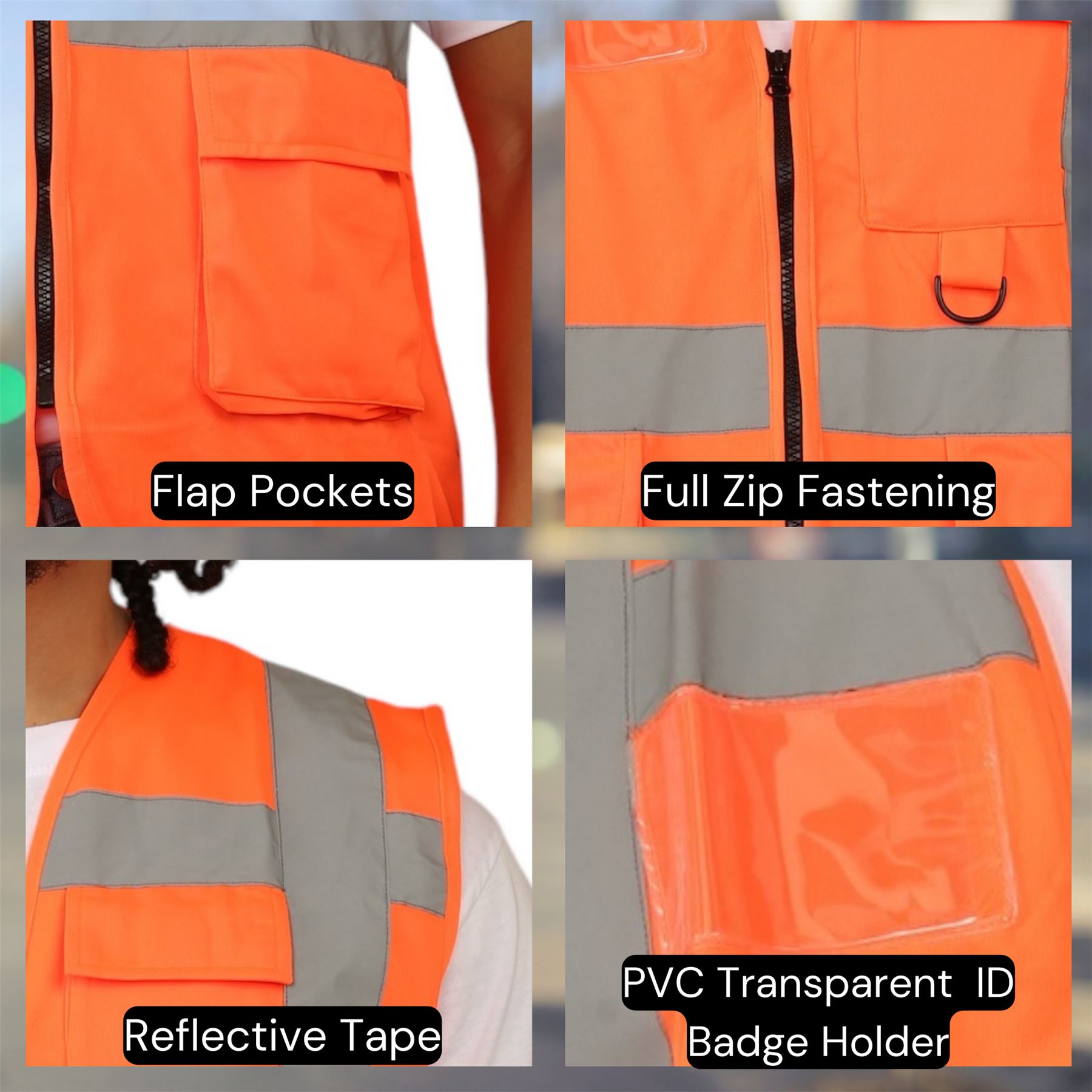 Chaleco de alta visibilidad para hombre chaleco de seguridad reflectante chaqueta de trabajo de alta visibilidad - Imagen 7 de 13
